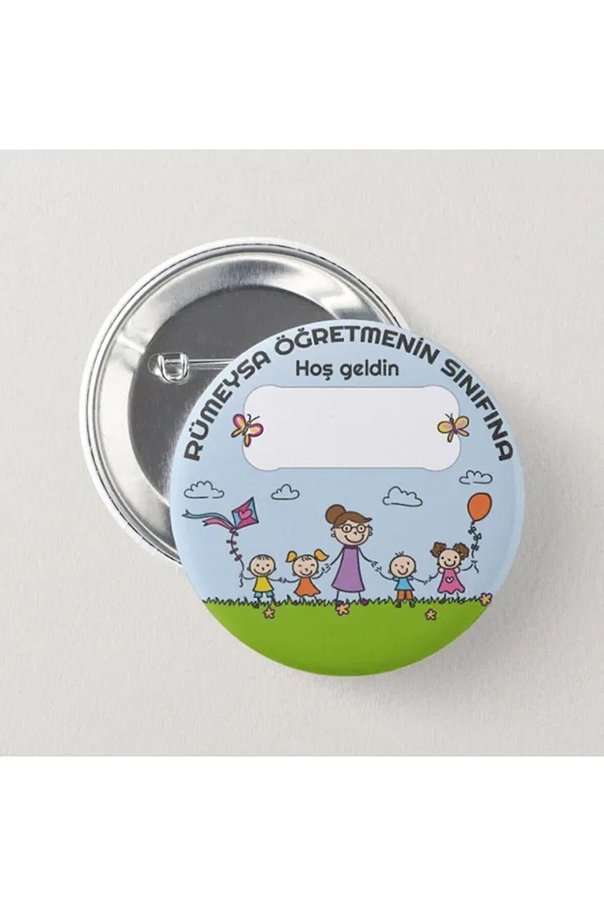 Öğretmeninin Sınıfına Hoşgeldin İsme Özel (20 Adet) - Öğrenci İğneli Rozet