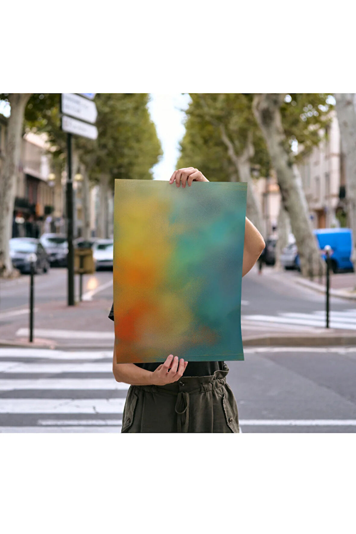 Çerçevesiz Poster Dijital Baskı Soyut Hafif Bir Dokunuş - 50x70