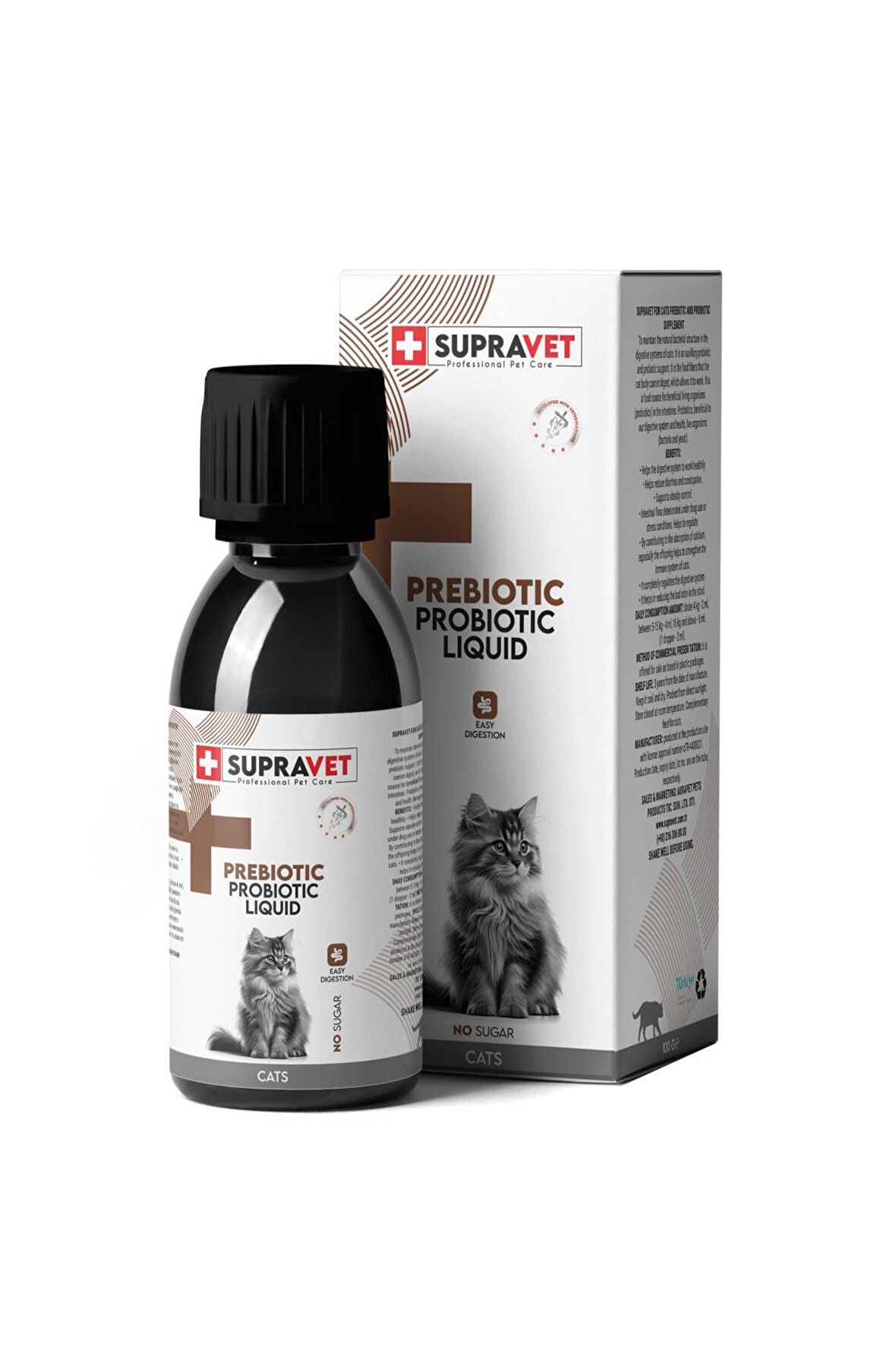 Probiyotik, Kedi Bagisiklik Güçlendirici Sıvı Probiyotik + Prebiyotik Takviyesi 100 Ml