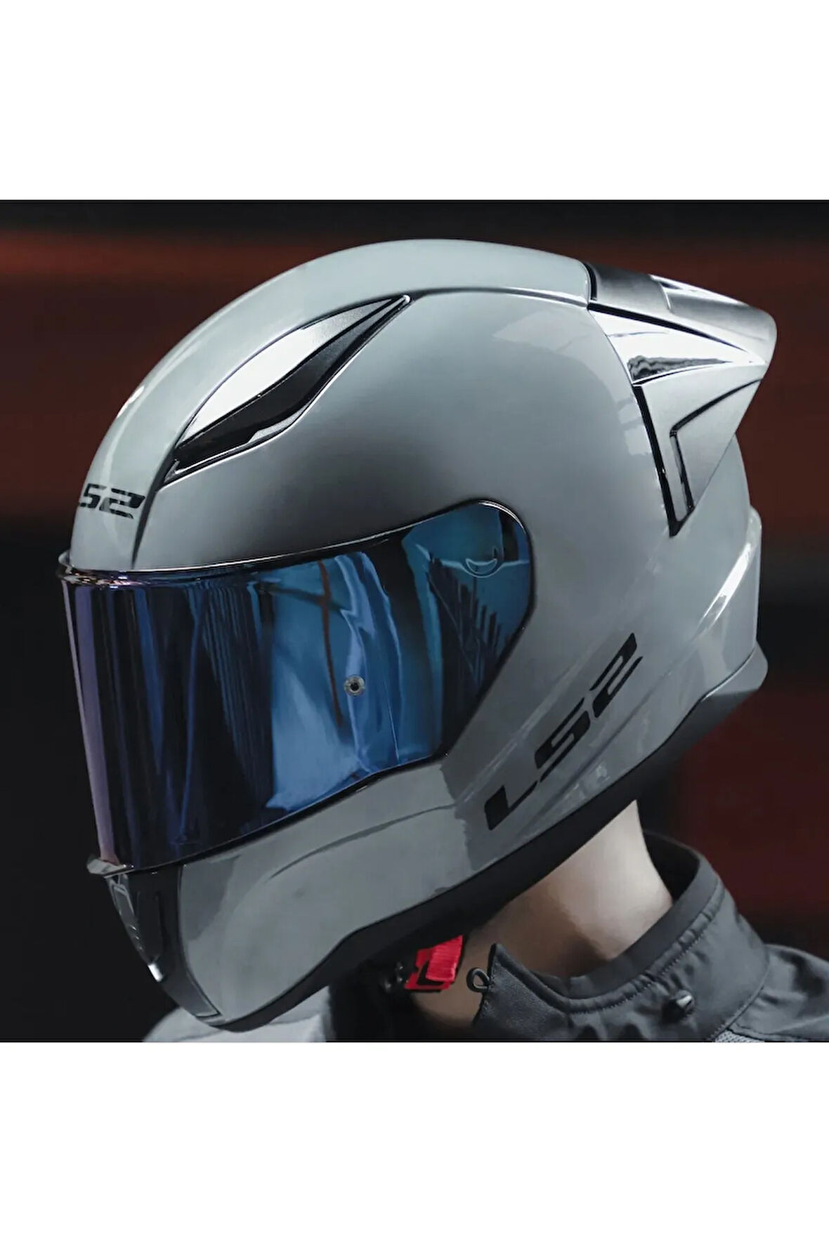 Rapıd 2 Race Nardo Gri Fullface Motosiklet Kaskı Mavi Camlı