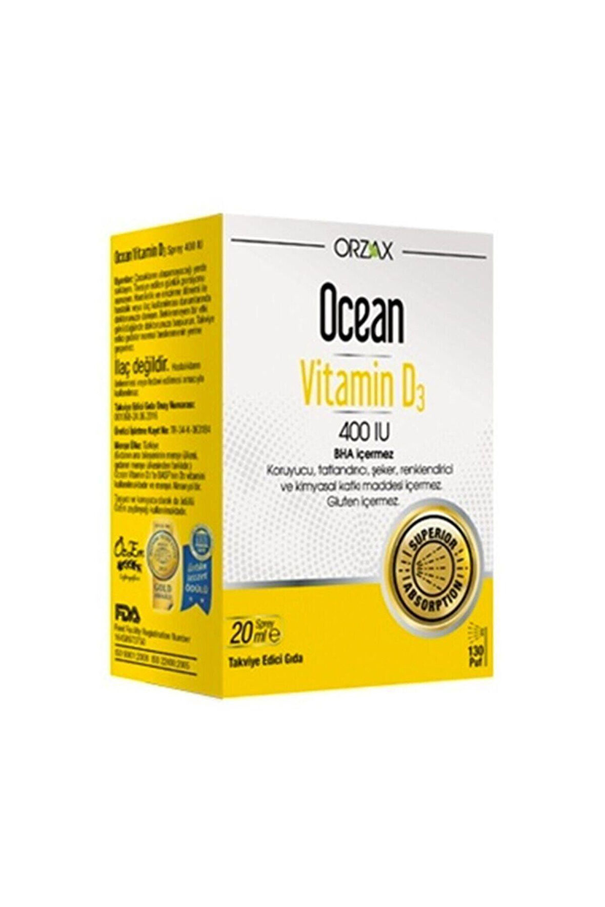 Ocean Vitamin D3 400 Iu Oral Sprey 20 ml