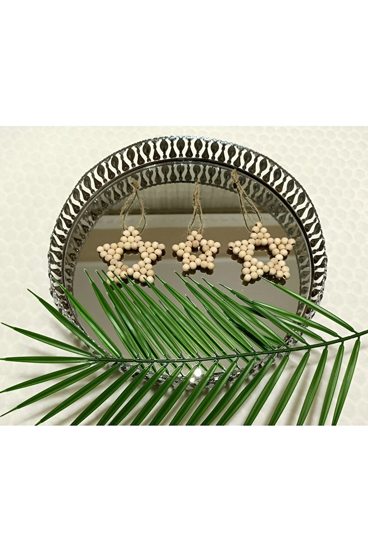 3'LÜ DEKORATİF AHŞAP BONCUKLU YILDIZ SET, BEBEK ODASI DEKORASYON, KAPI SÜSÜ