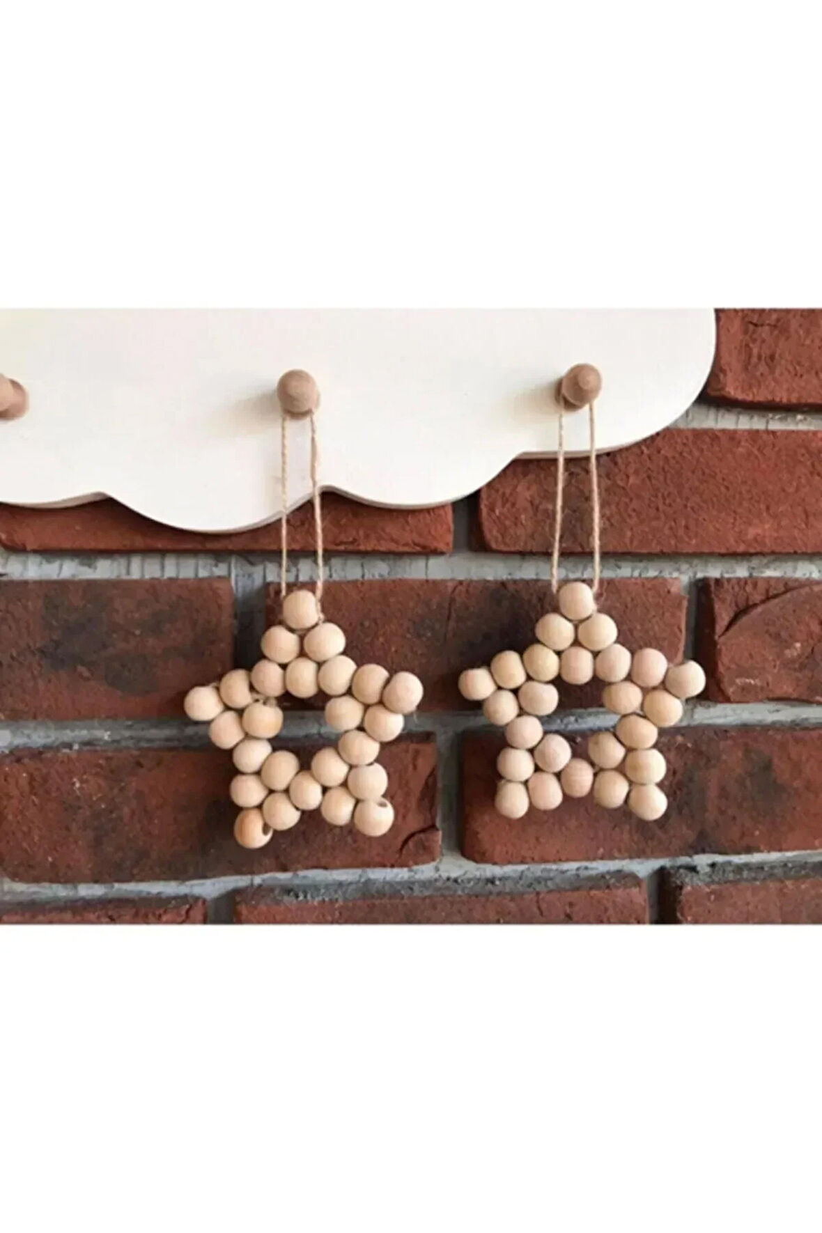 Dekoratif Ahşap Boncuklu Yıldız 2'li Set