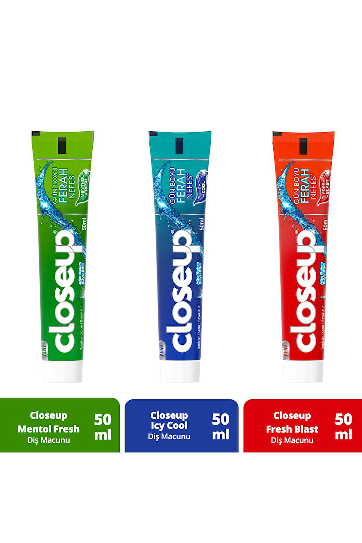 Diş Macunu Fresh Blast 50 ml Diş Macunu Icy Cool 50 ml Diş Macunu Mentho