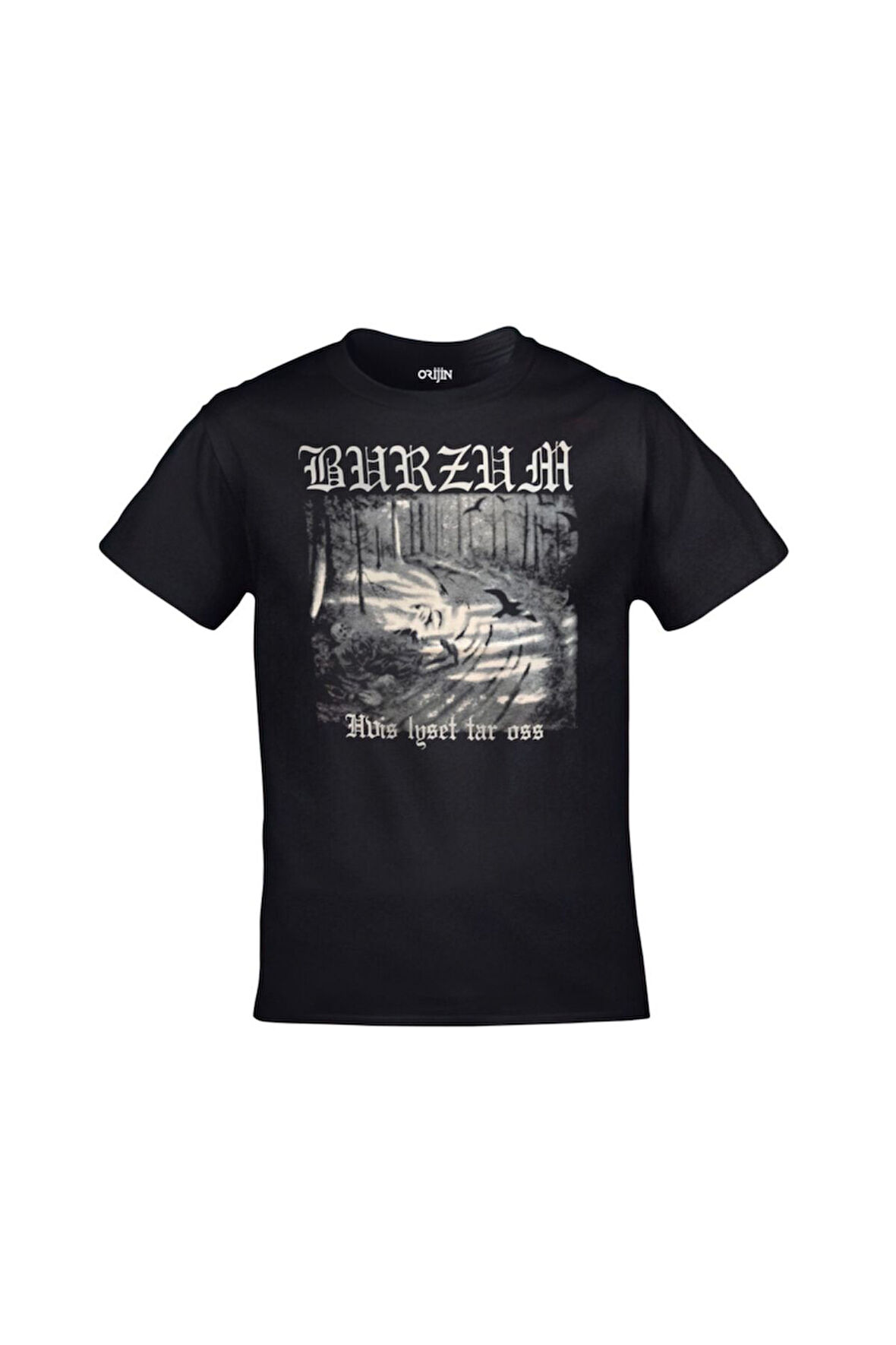 Unisex Siyah Baskılı Burzum Baskılı T-shirt