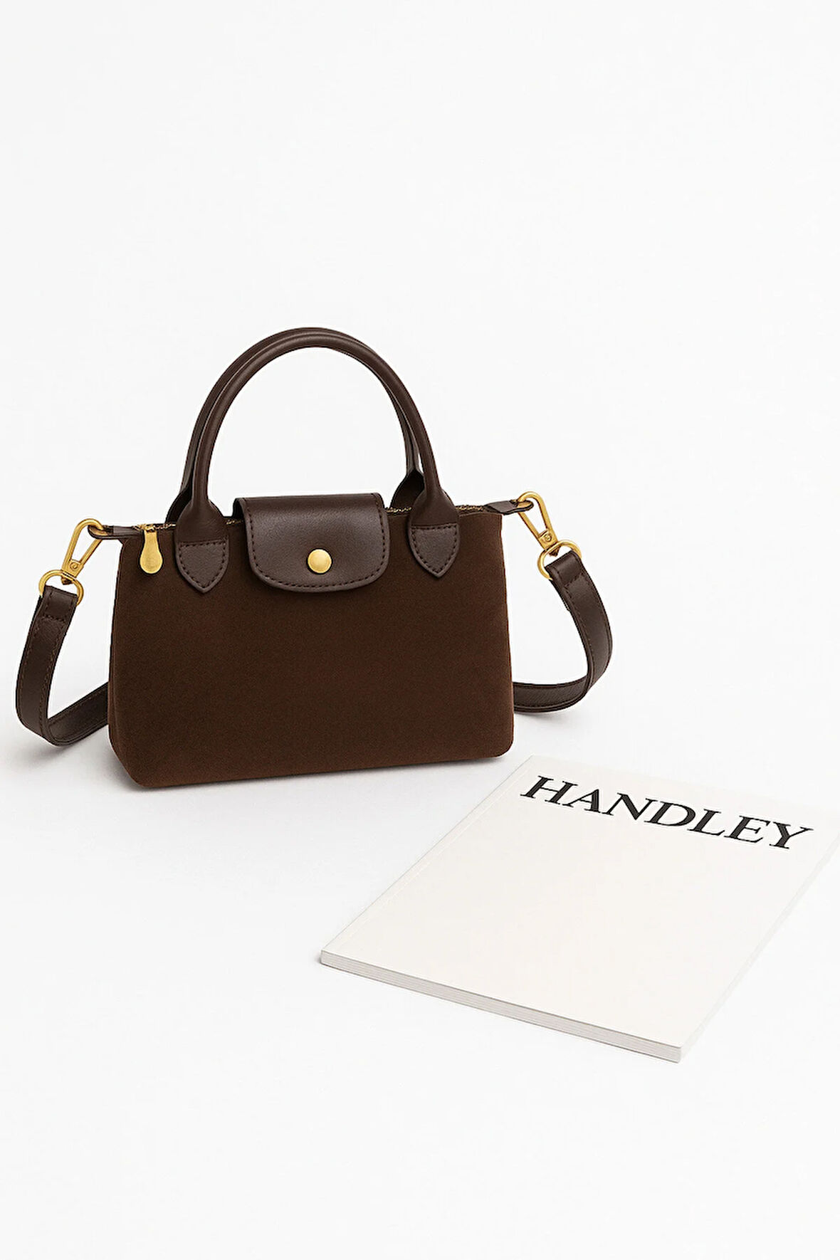 Lilyana – Deri Detaylı Süet El ve Omuz Çantası