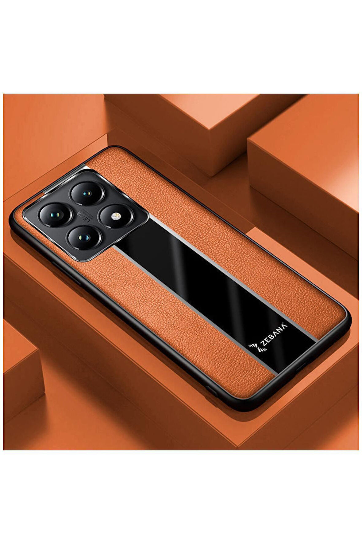 Xiaomi Mi 14T Pro Uyumlu Kılıf Zebana Premium Deri Kılıf Kahverengi