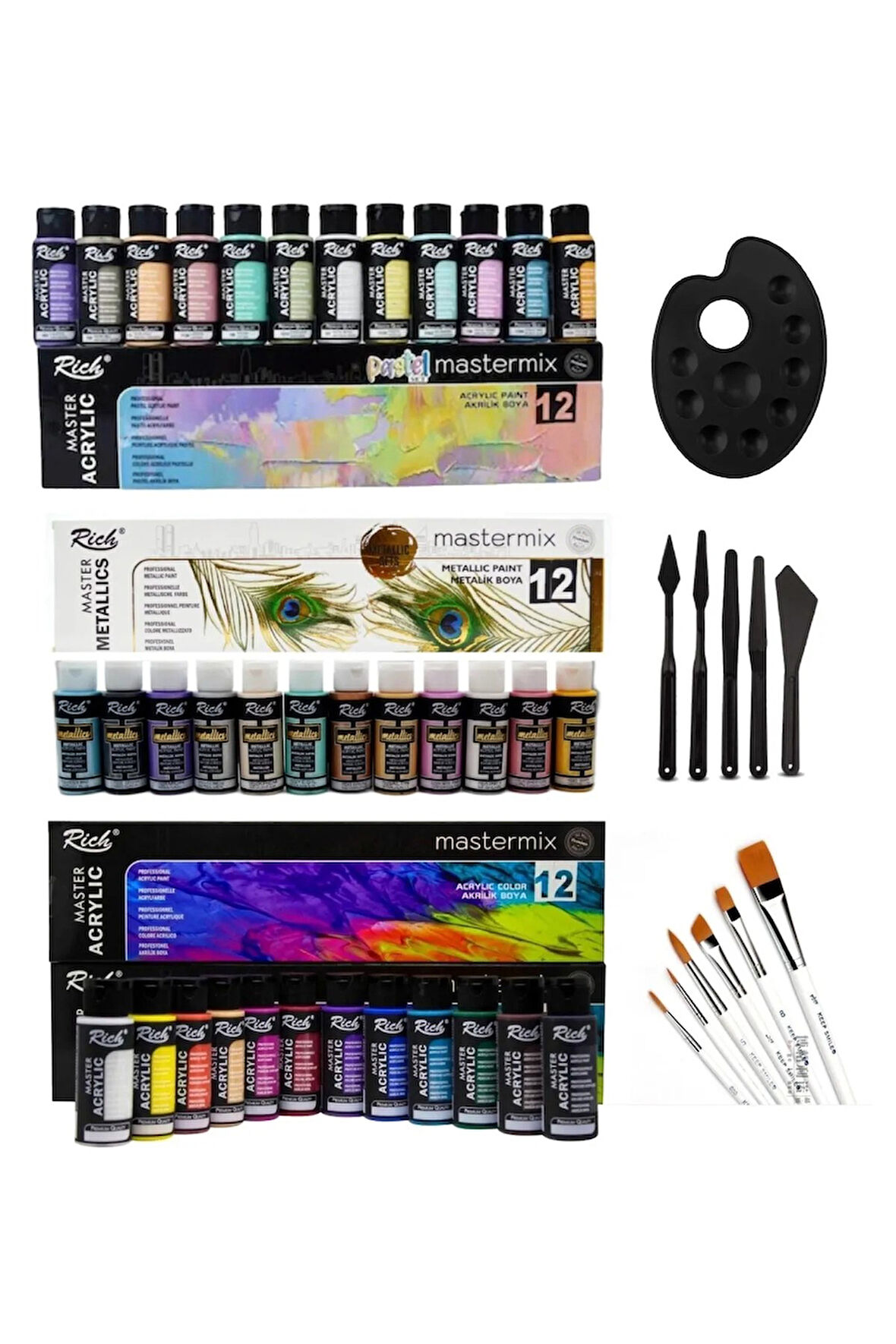 Mastermix Mega Elite Akrilik Boya Seti 36 Renk Canlı- Pastel- Metalik Renkler