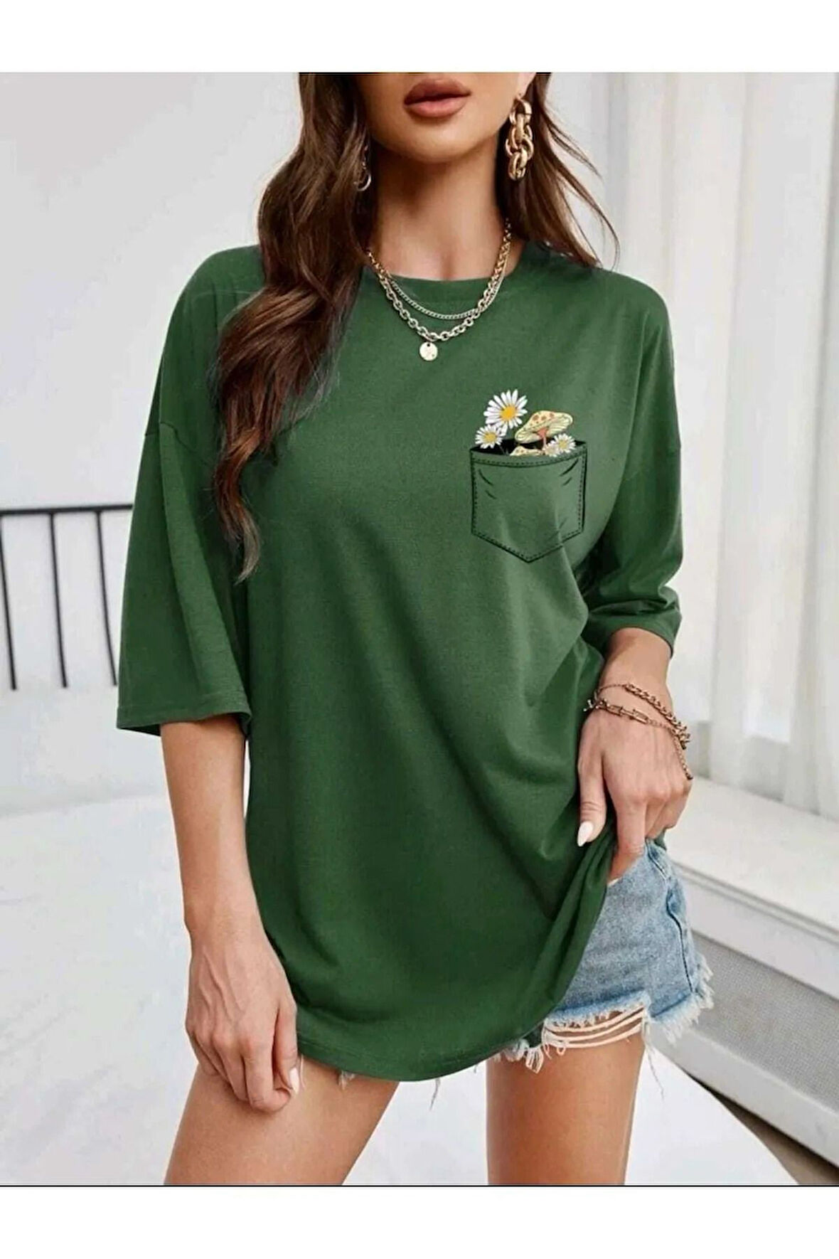 Unisex Pamuk Bisiklet Yaka Boyfriend Örme GARALİO T-shirt