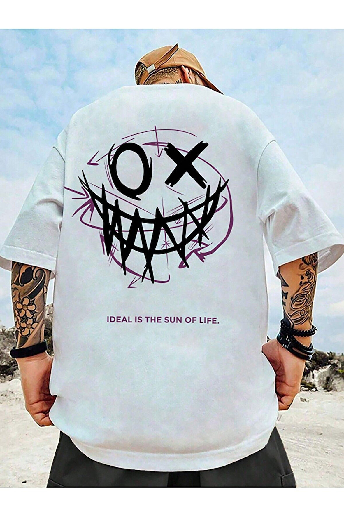 Unisex Komik Grafik Baskılı Oversize T-Shirt