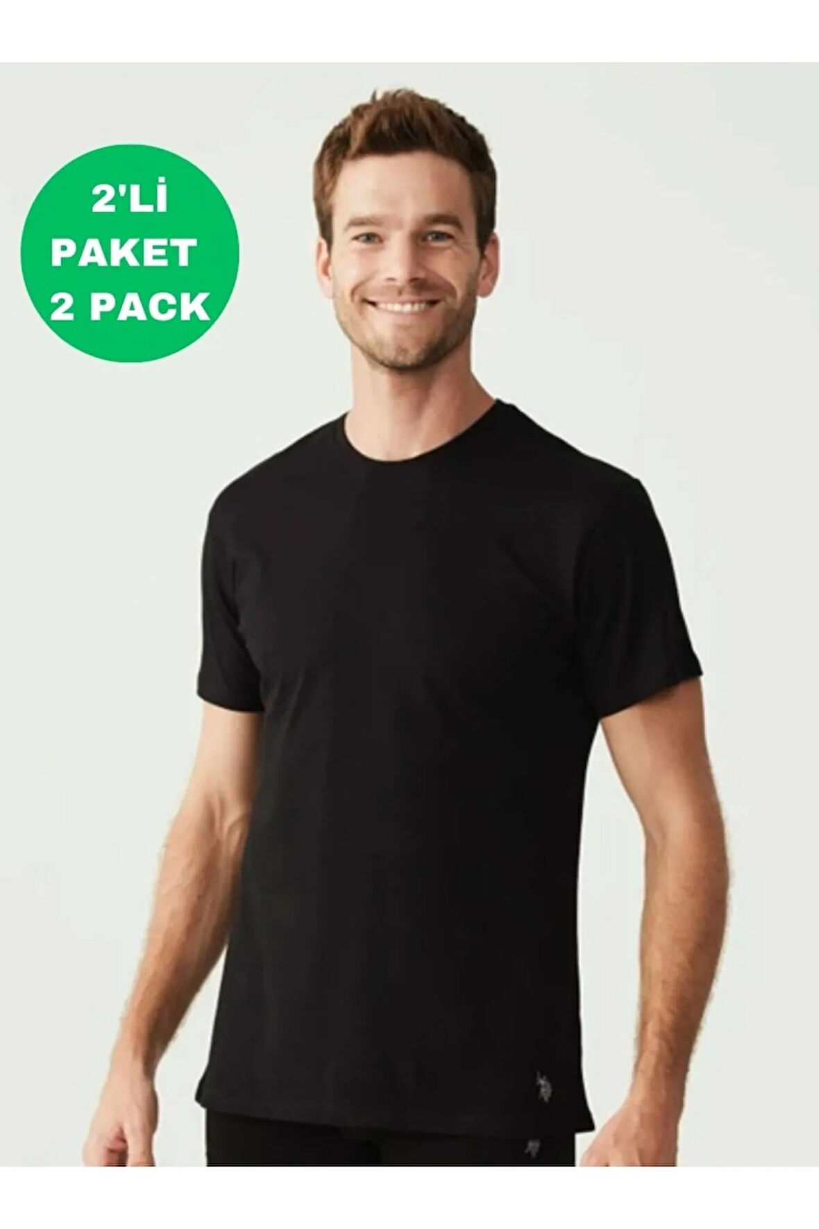 Erkek, Lisanslı, USPA, %47 Modal, %47 Pamuk, %6 Elastan, 2'li Yuvarlak Yaka Kısa Kol Atlet