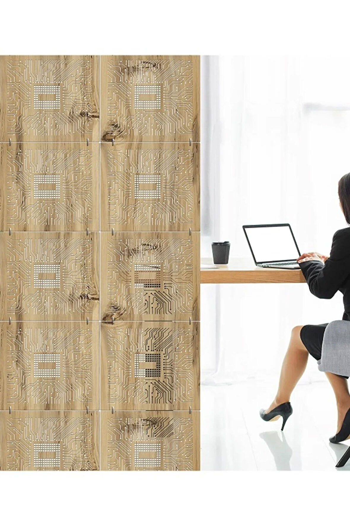 Lazer Kesim Sarkıt Paravan,Ahşap Seperatör, Panel Levha Seti Dekorasyon Ahşap Oda Bölücü çip işlemci