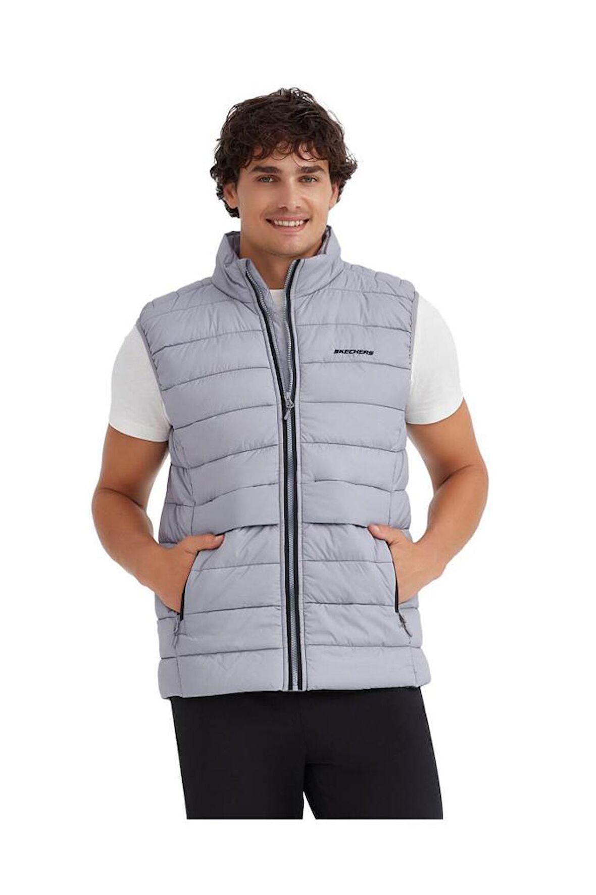 Skechers Erkek Yelek M Outerwear Padded Vest Gri Erkek Yelek S231241-035