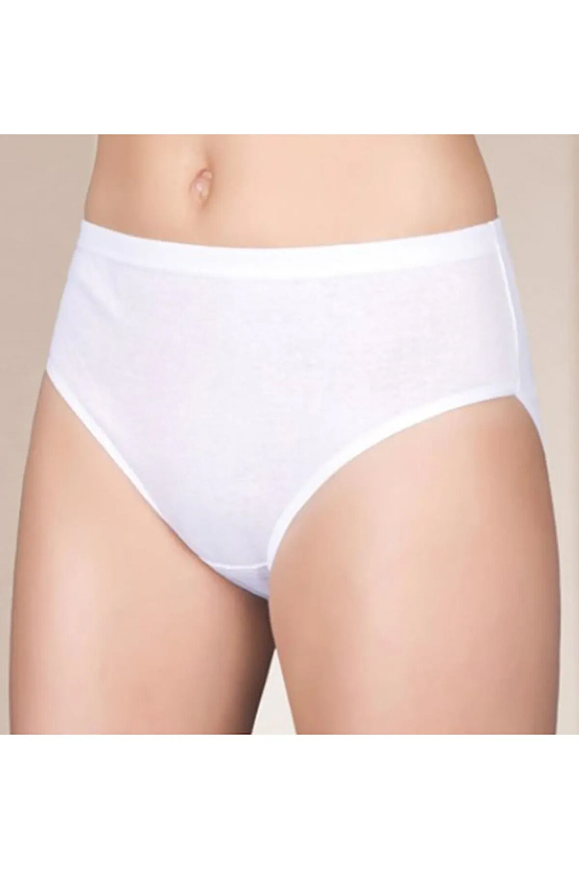 Kadın Beyaz  Ribana Biyeli Bikini Külot 2064 6'lı Paket