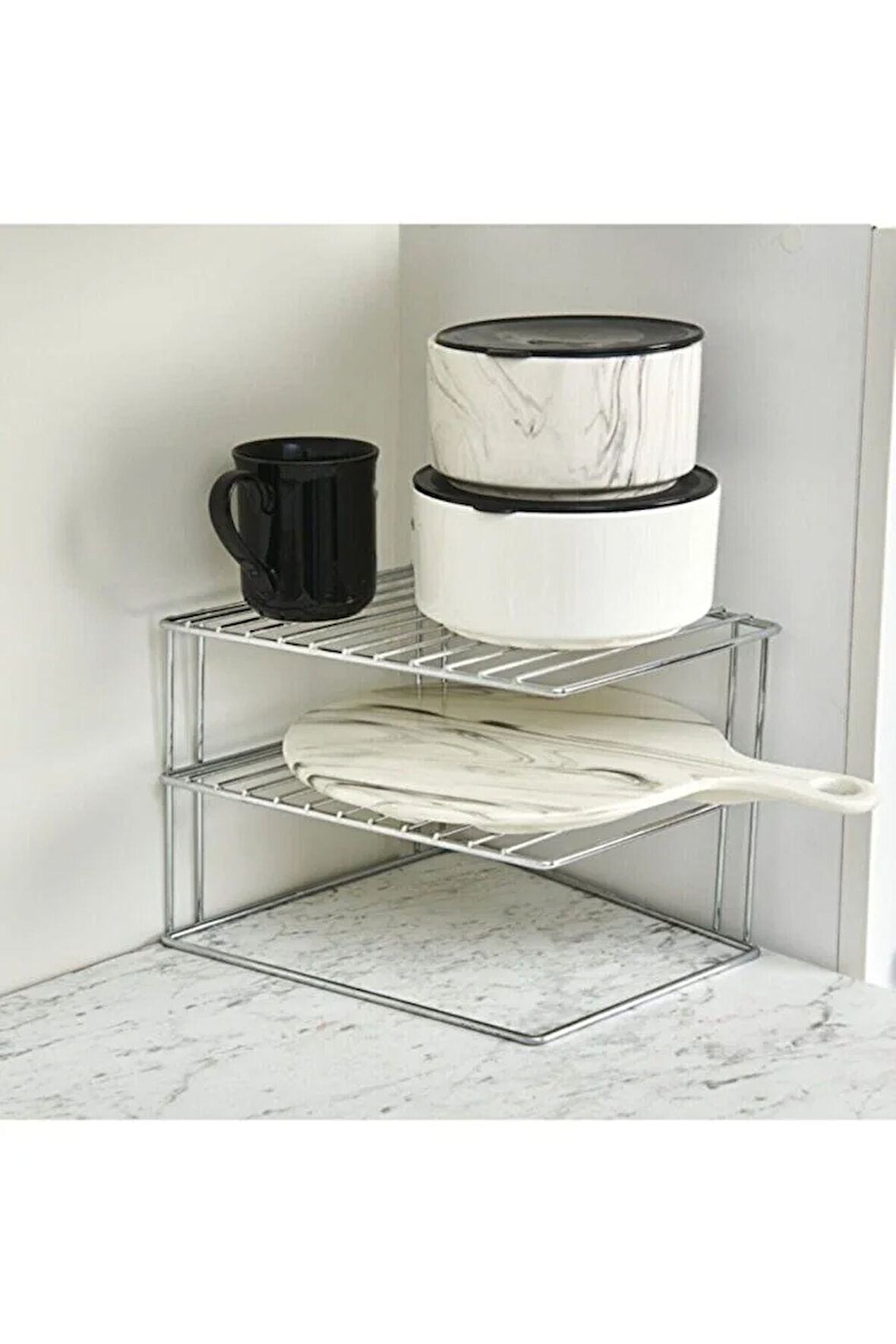 Köşe Tabaklık Rafı - Krom