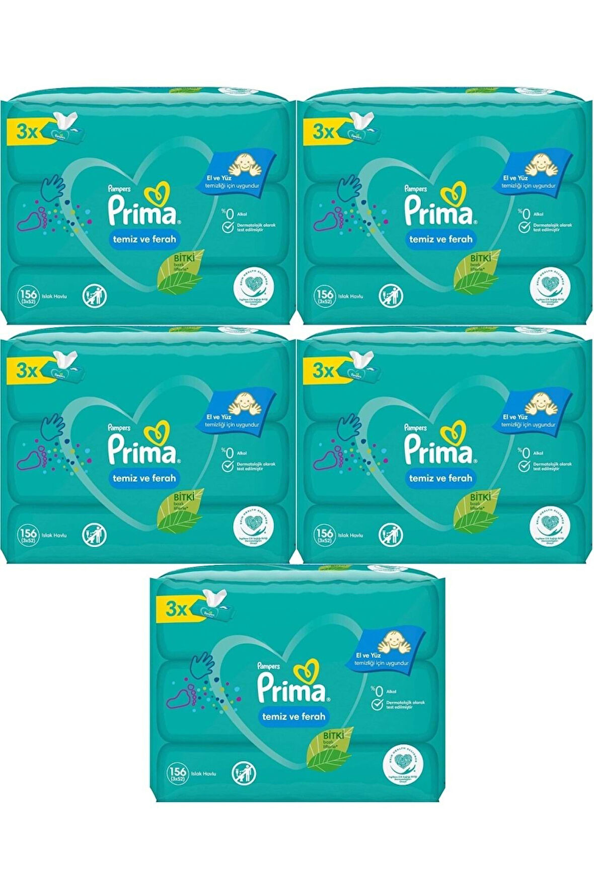 Prima Islak Havlu Mendil Temiz ve Ferah Bebek Kokulu (15'li Set) (5 Paket x 3) 780 Yaprak