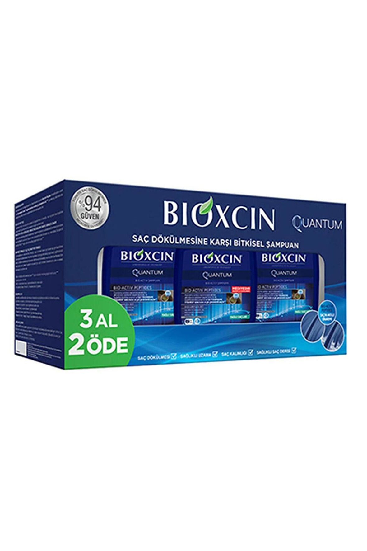 Bioxcin Quantum Şampuan 3 Al 2 Öde Yağlı Saçlar Için 3x300 Ml - Ince Telli Saçlar Için Dökülme Şampuanı