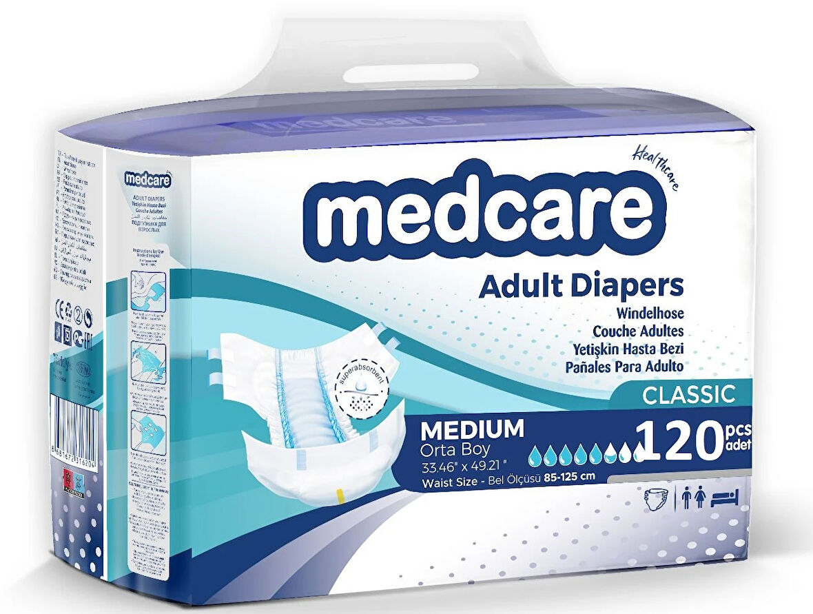 Medcare Belbantlı Classic Hasta Bezi 120 Adet Medium