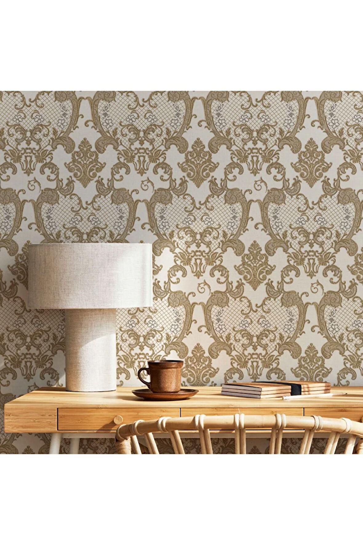 Dante 1411-5 Damask Desen Duvar Kağıdı (koyu Bej)
