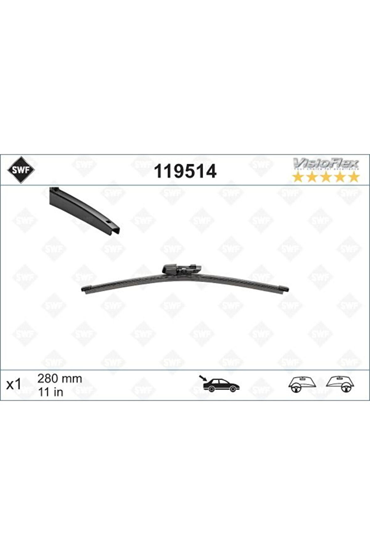 X Silecek Süpürgesi Arka Golf6-golf7-polo-fabıa 280 Mmval-119514 119514 5k6955427a