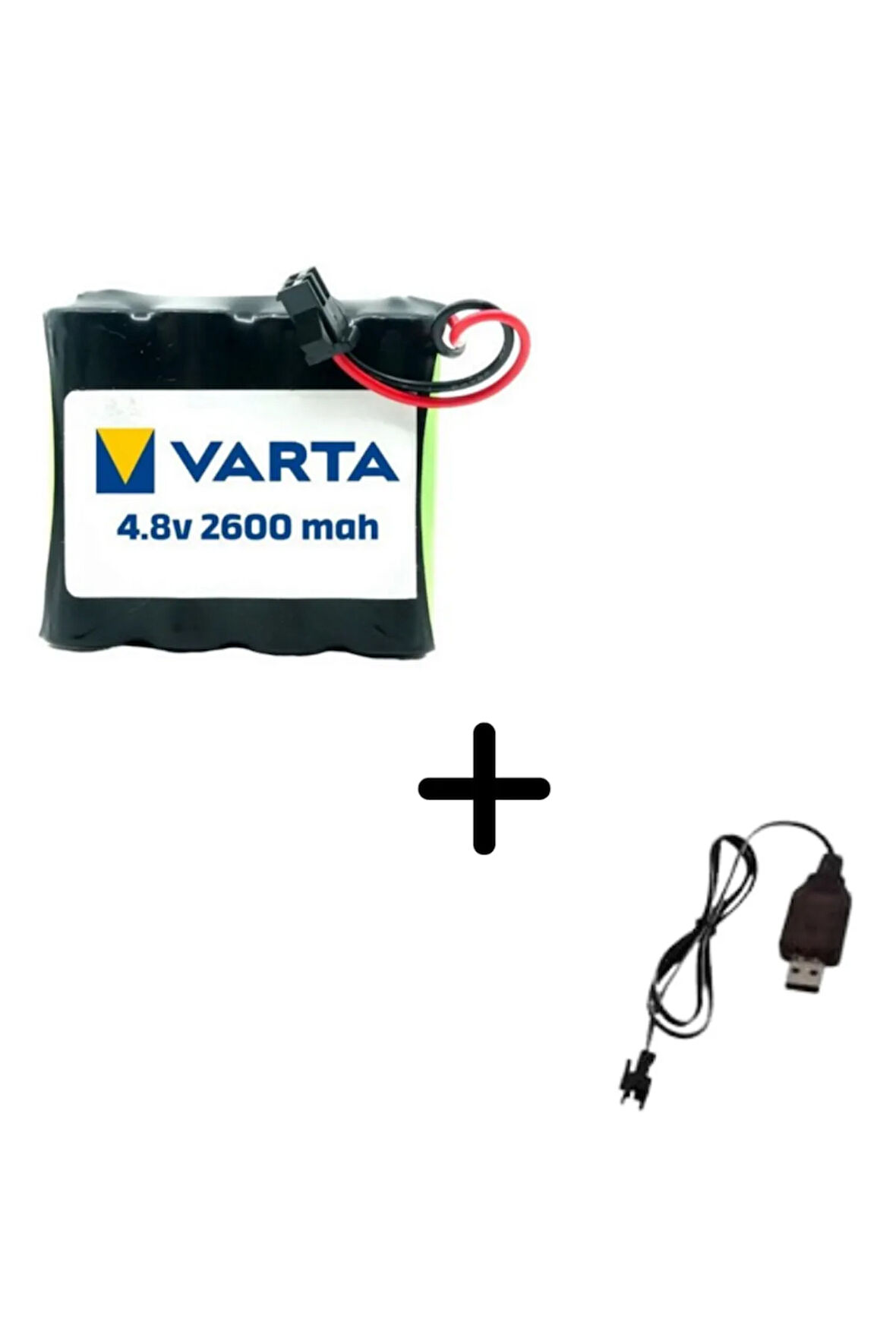 TNL Cheetah Uzaktan Kumandalı 4.8V 2600MAH Varta Oyuncak Araba Bataryası Siyah Soket+Usb Şarj Cihazı