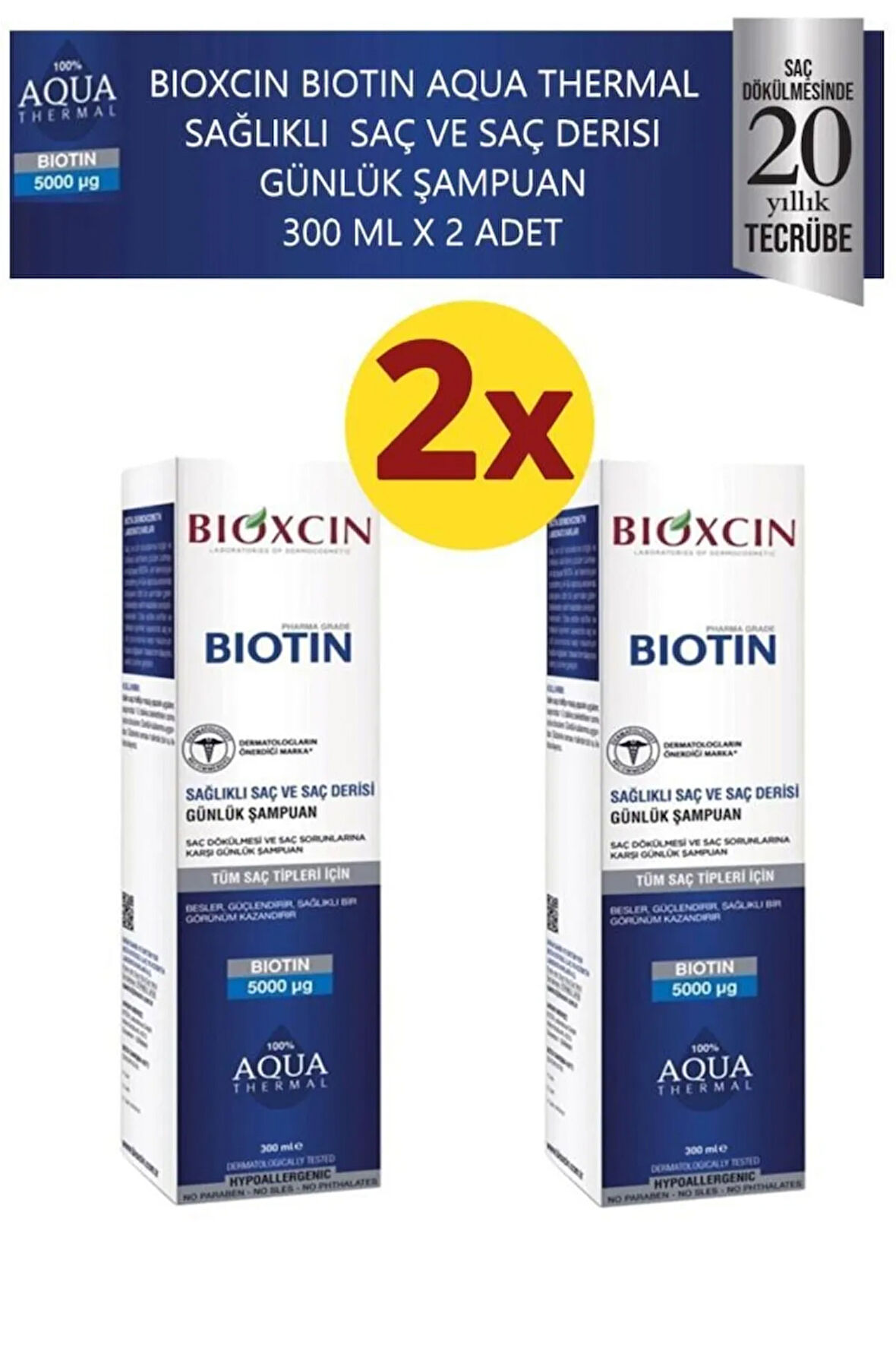 Biotin Aqua Termal Şampuan 300 ml X 2 Adet