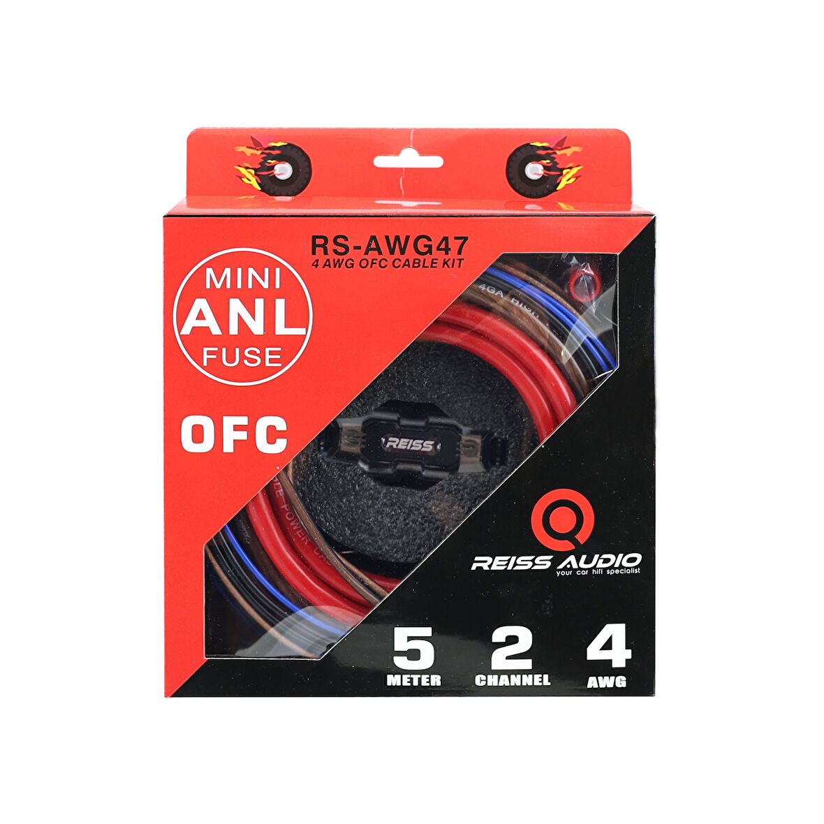 Reiss Audio RS-AWG47 4Ga OFC Profesyonel %100 Bakır Amfi Kablo Seti Yeni seri