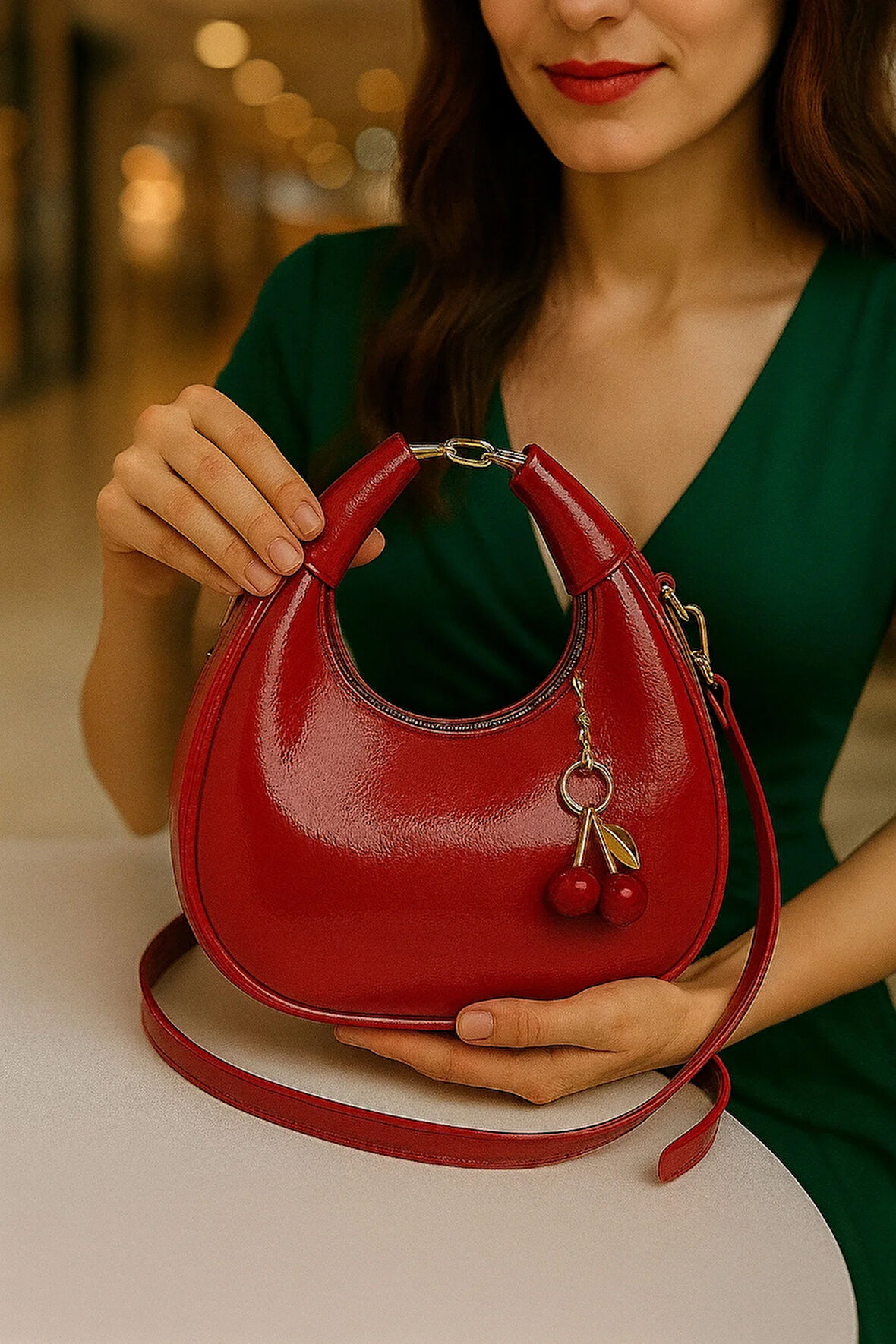 Cerry El Ve Omuz Çantası Charm Hediyeli