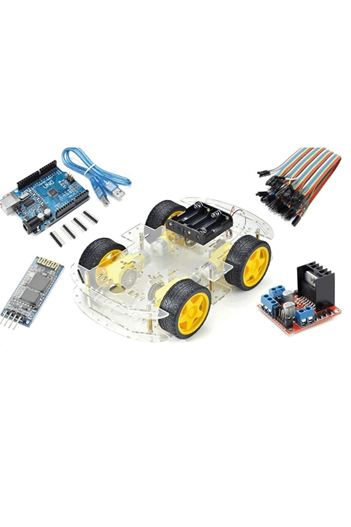 Bluetooth Robot Araba Kiti - 4wd Full Set