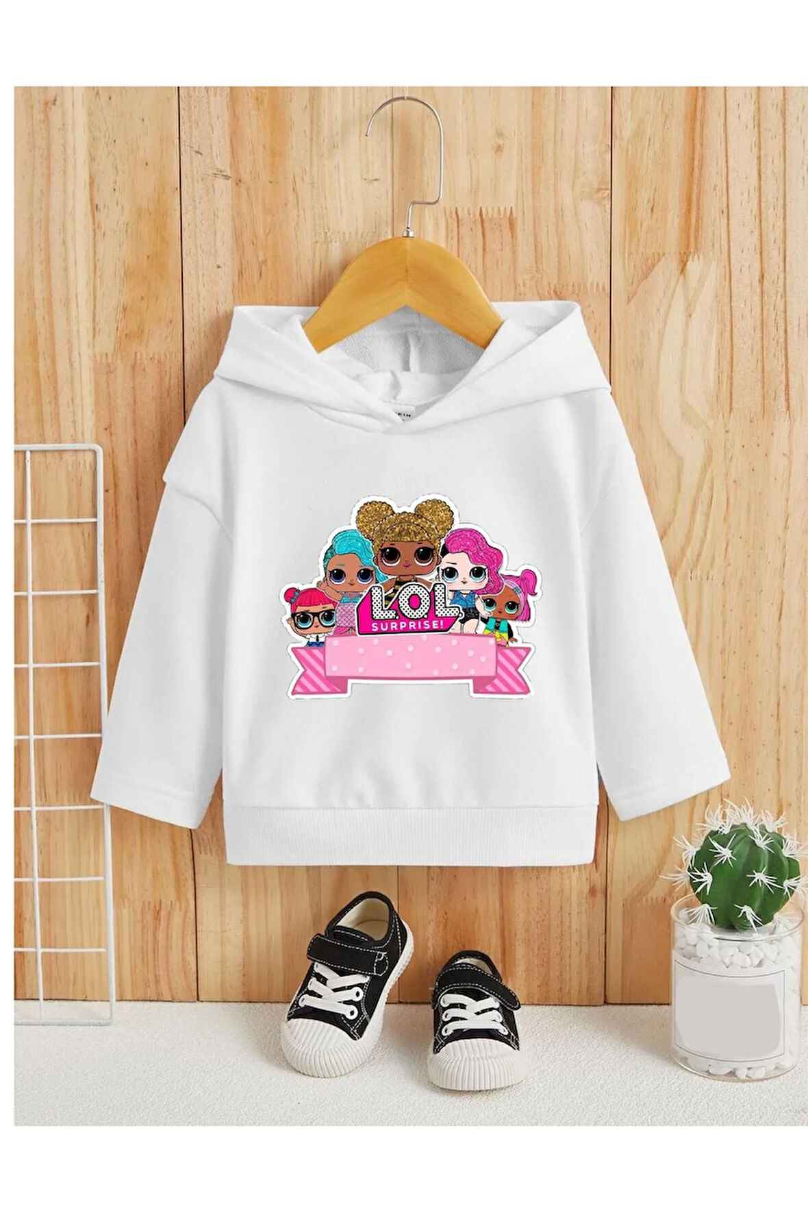 Çocuk Tasarım Lol Bebek Baskılı Kapüşonlu Sweatshirt Pamuklu