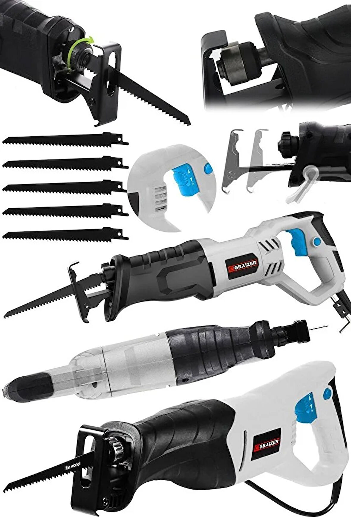 Alman 9000 Xdrive 6 Kademe Devir Ayarli Bakir Sargili Kemik Kesme Tilki Kuyruğu Testere Makinesi