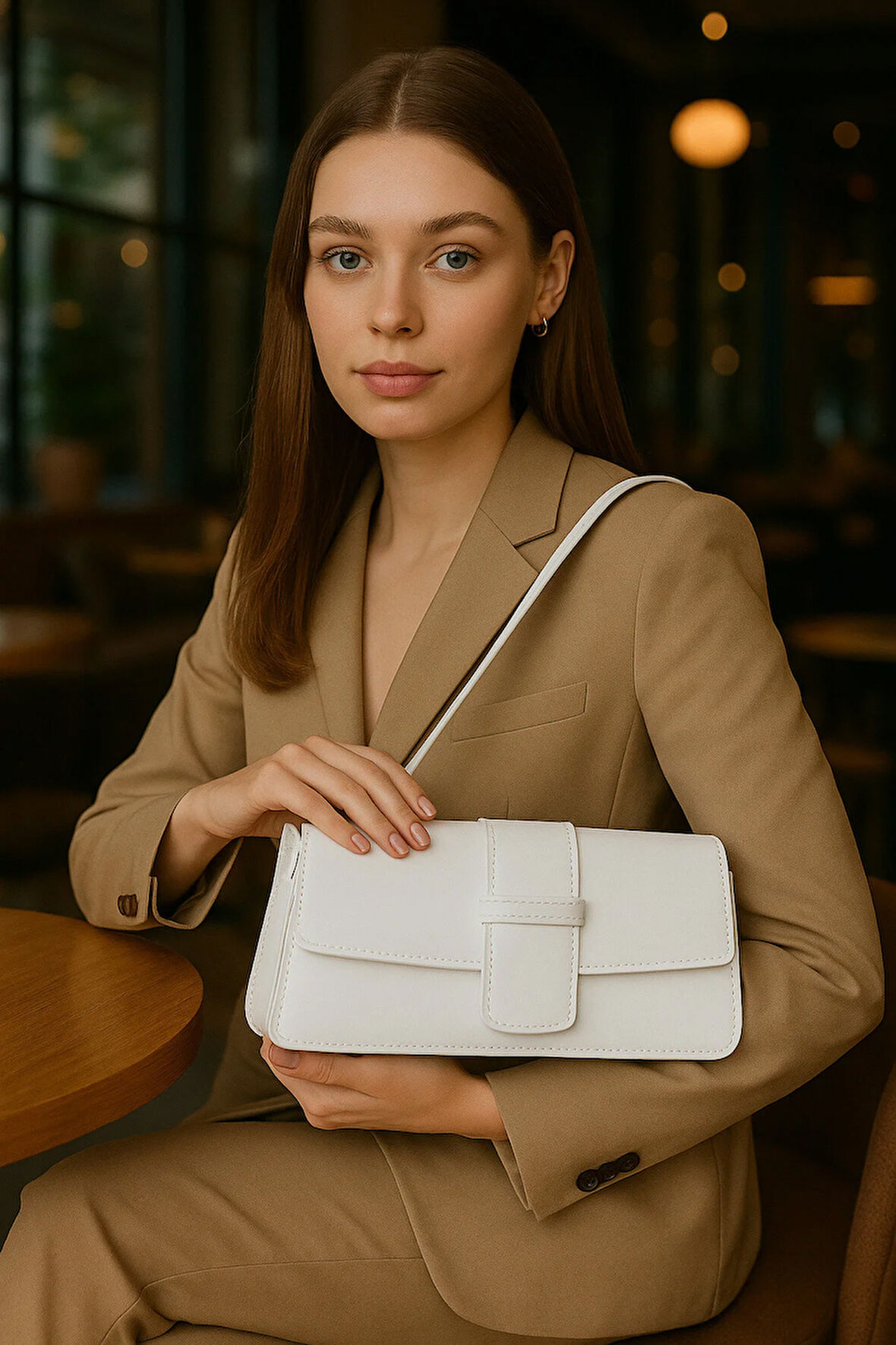 Lüks Şık Tasarım Özel Kapak Detaylı Omuz Çantası