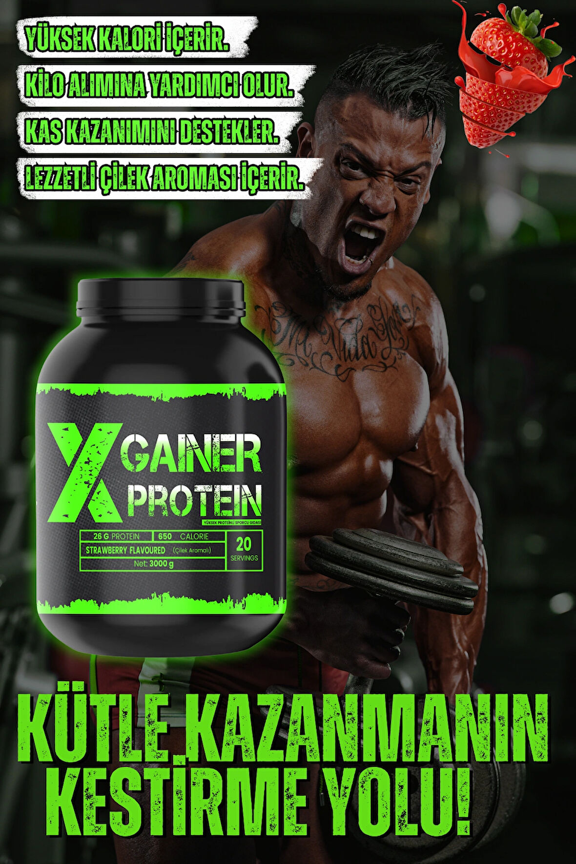 Xprotein Gainer 3000 Gr Çilek Aromalı (Kilo Almaya Yardımcı)