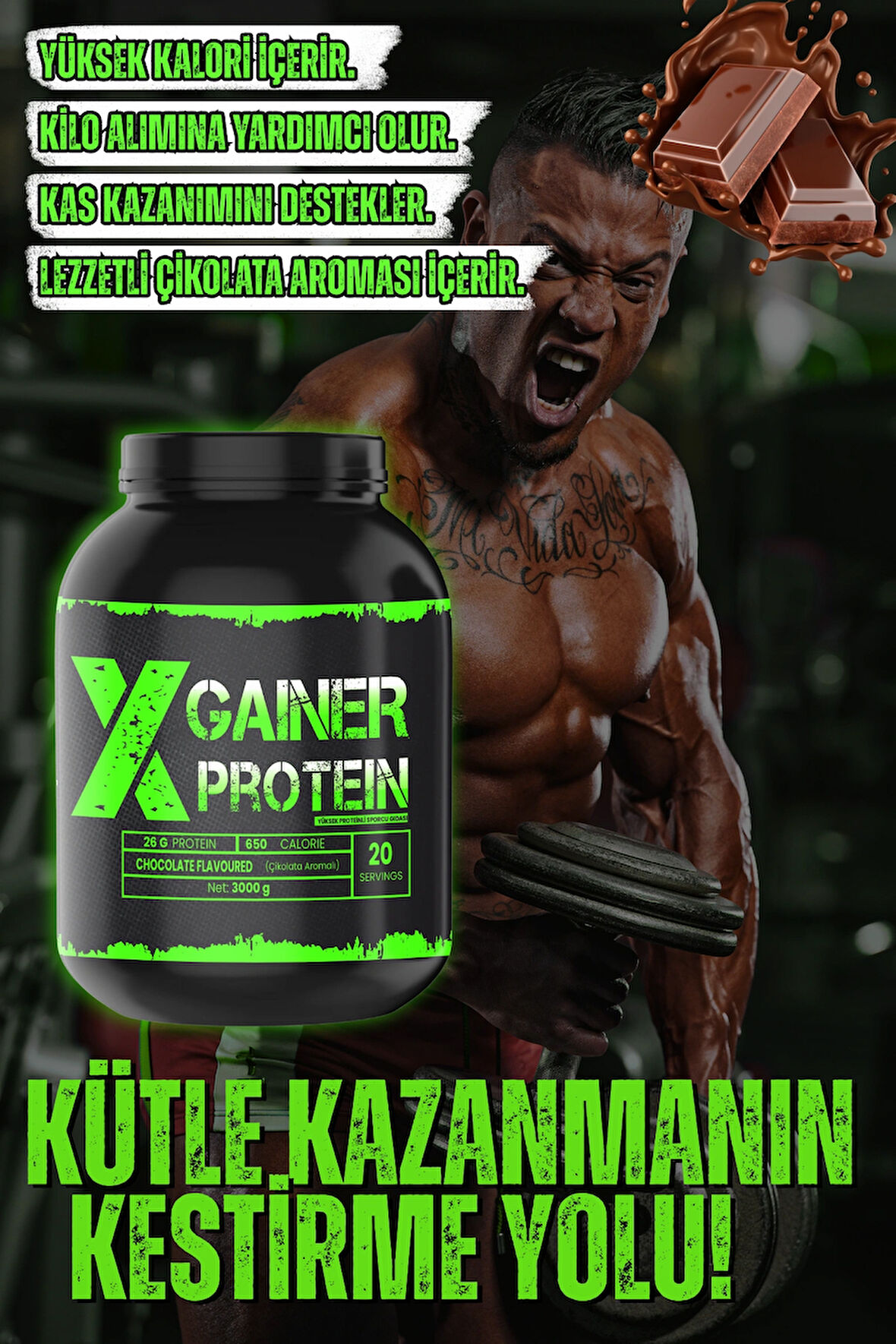 Xprotein Gainer 3000 Gr Çikolata Aromalı (Kilo Almaya Yardımcı)