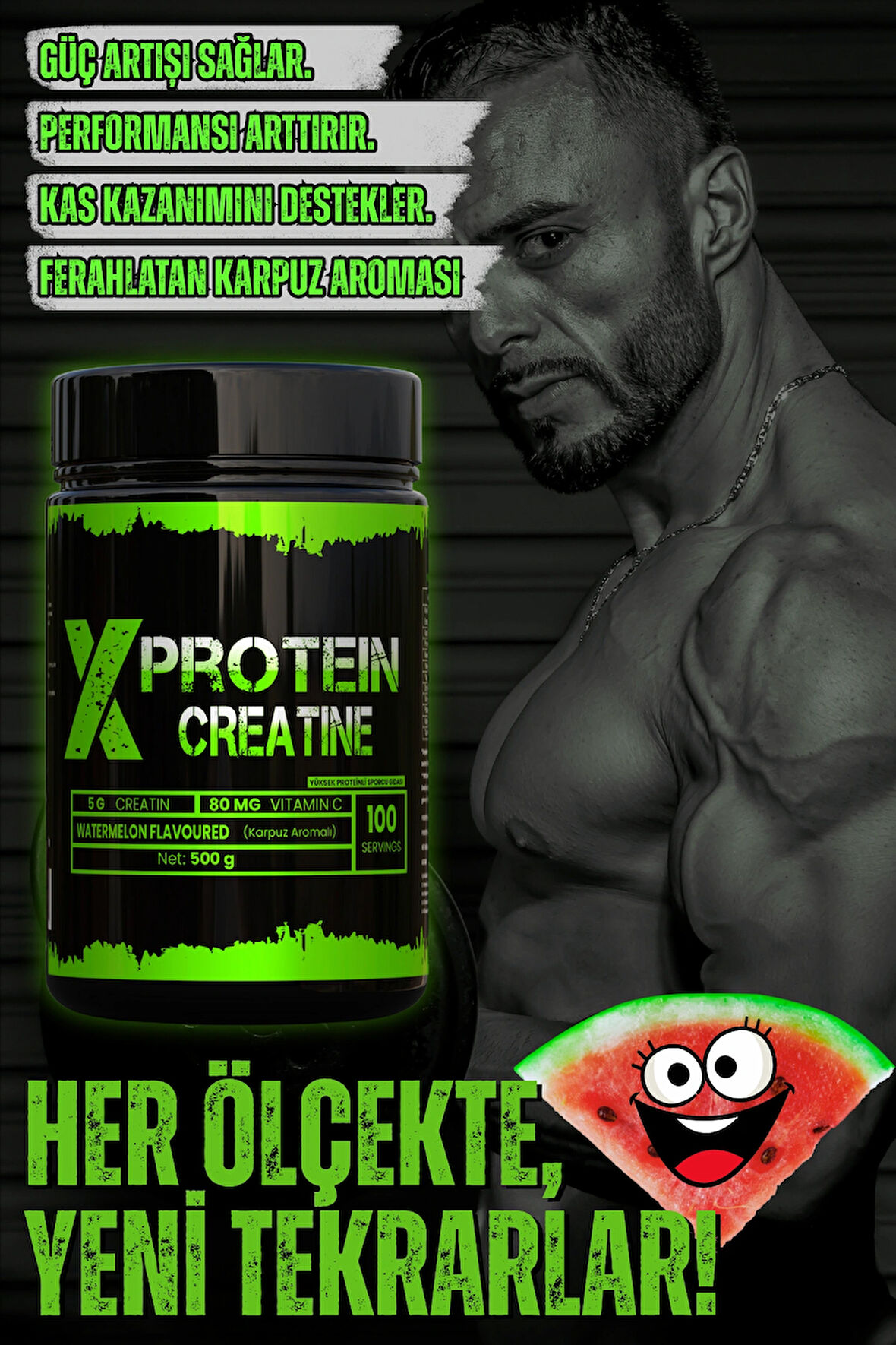 Xprotein Mikronize Kreatin Monohidrat 500 Gr Karpuz Aromalı