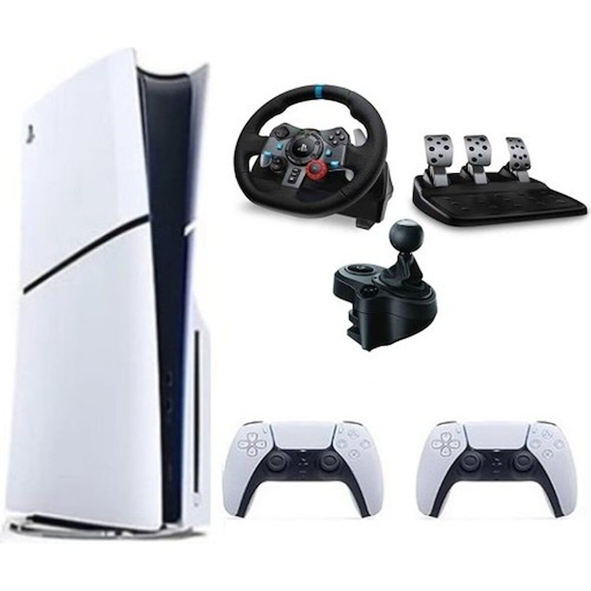 Sony Playstation 5 Slim Cd'li Edition + 2. Dualsense + G923 Driving Force Yarış Direksiyonu + Shifter