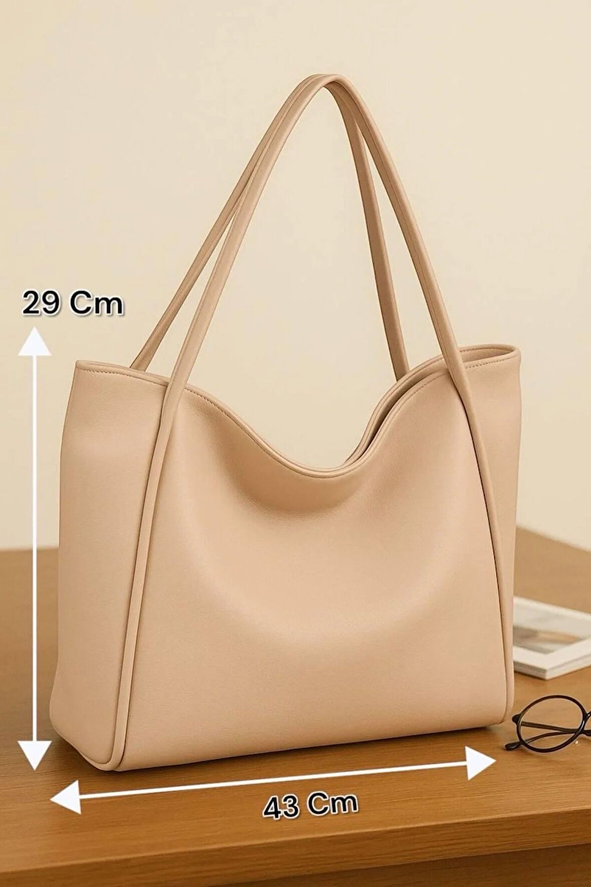 Lüks Büyük Boy Deri Görünümlü Omuz Çantası – Şık & Geniş Hacimli