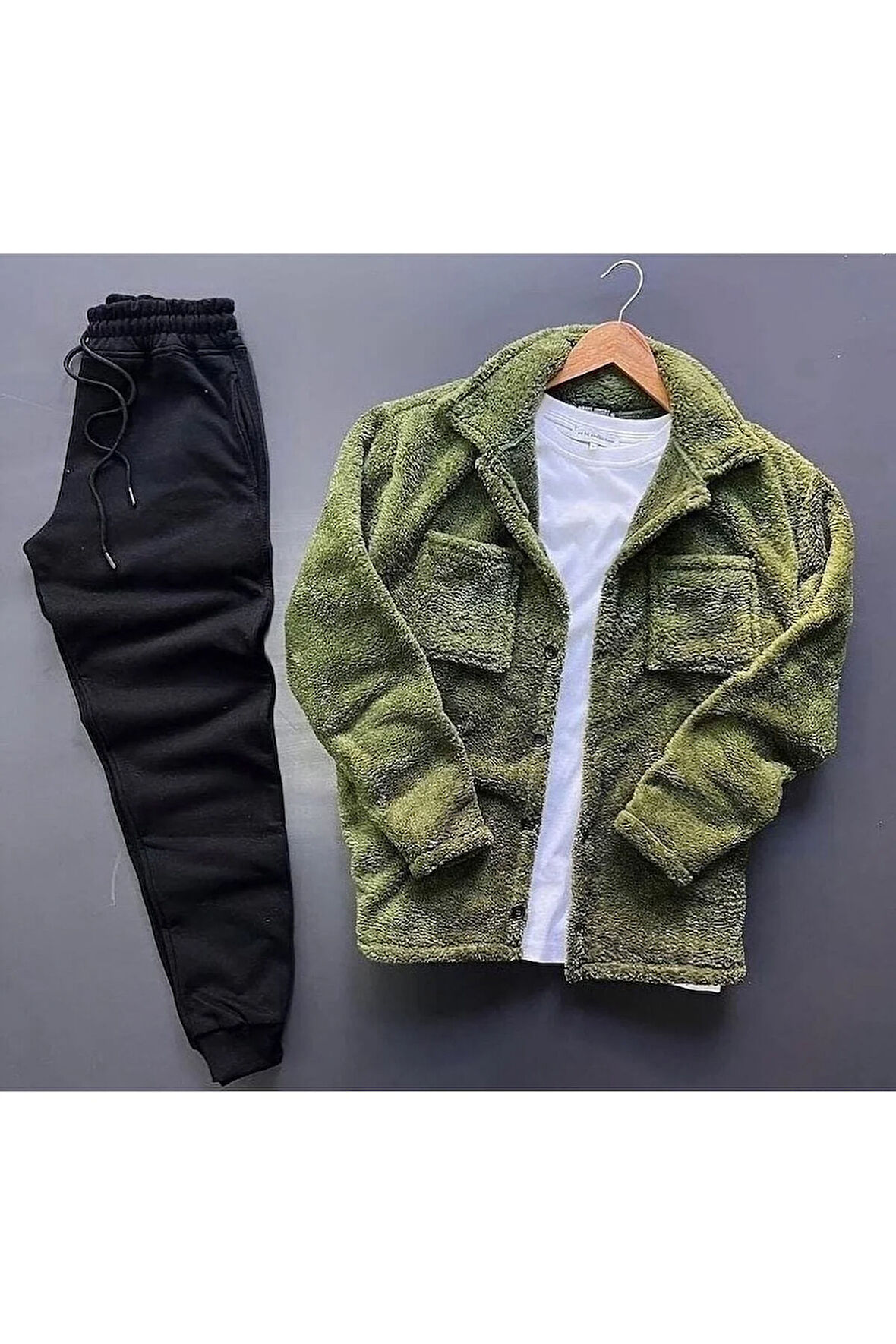 Peluş Hırka Ceket Ve Eşofman Alt Takım
