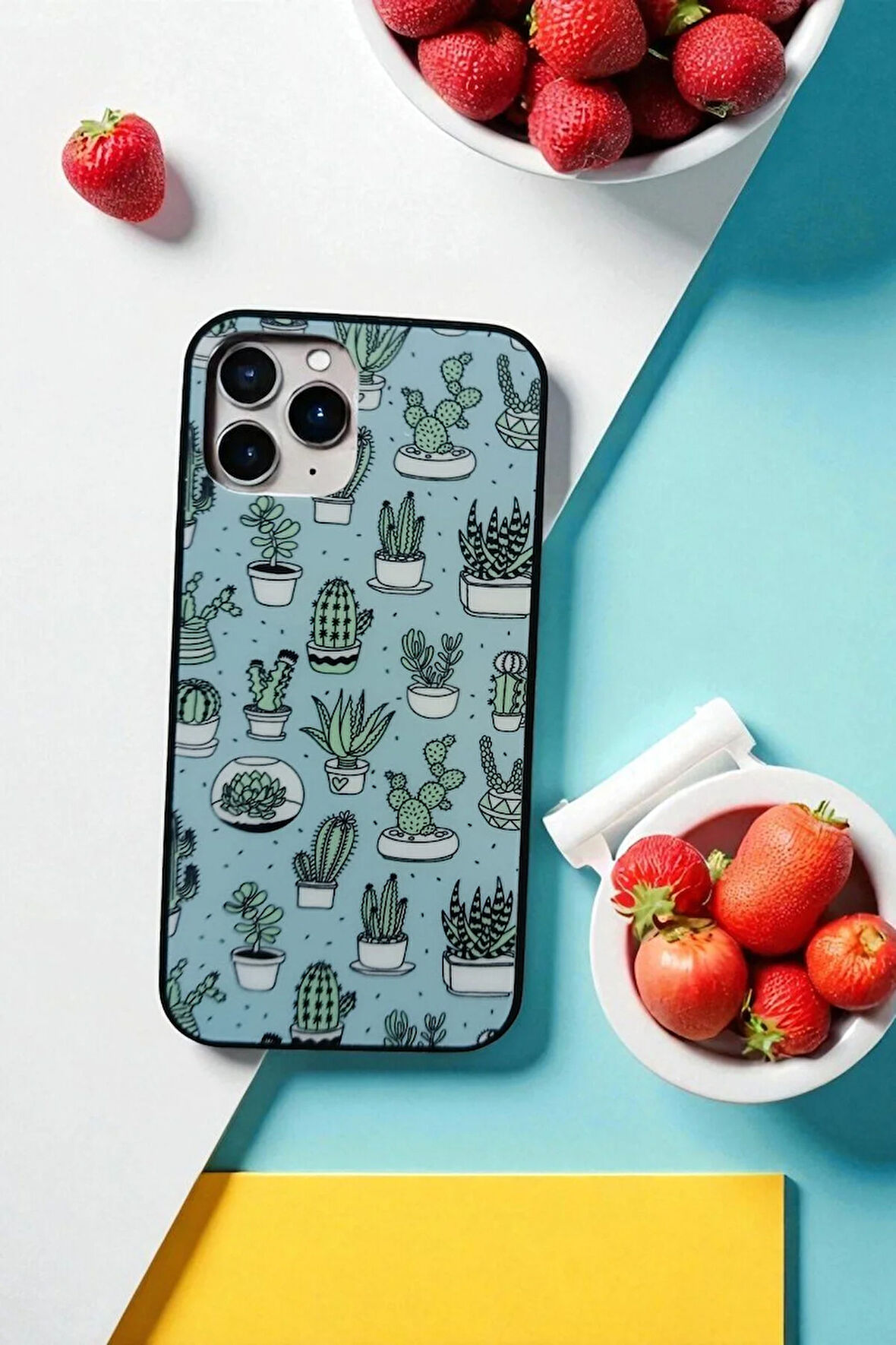 İphone 12 Pro Max Uyumlu Kaktüs Tasarım Süper Silikon Telefon Kılıfı