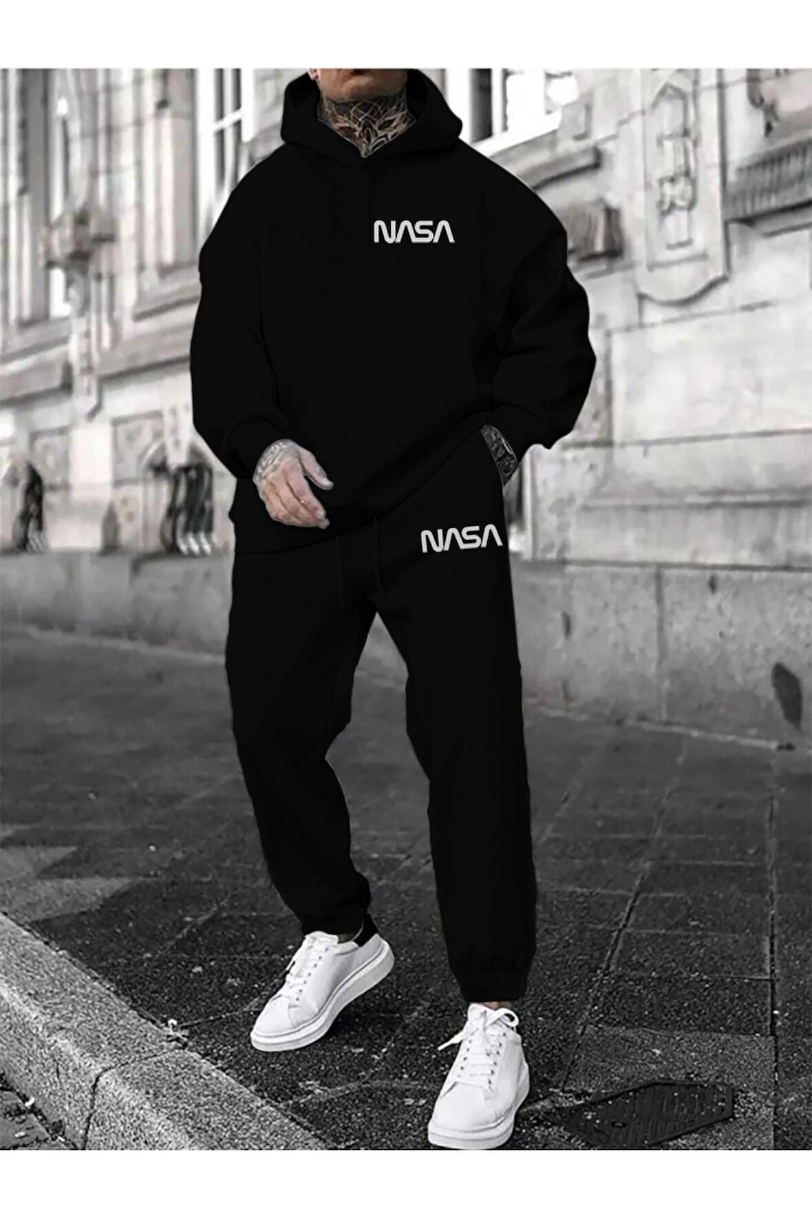 Nasa Yazılı Baskılı Sweatshirt & Eşofman Alt Üst Takım Unisex