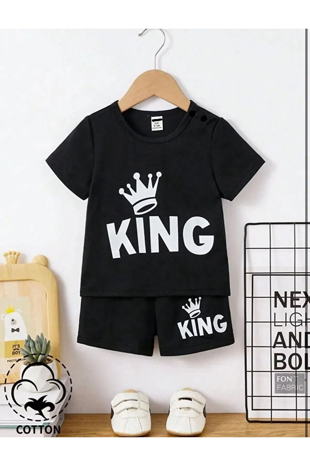 Çocuk Tasarım King Baskılı T-Shirt Şort Alt Üst Takım