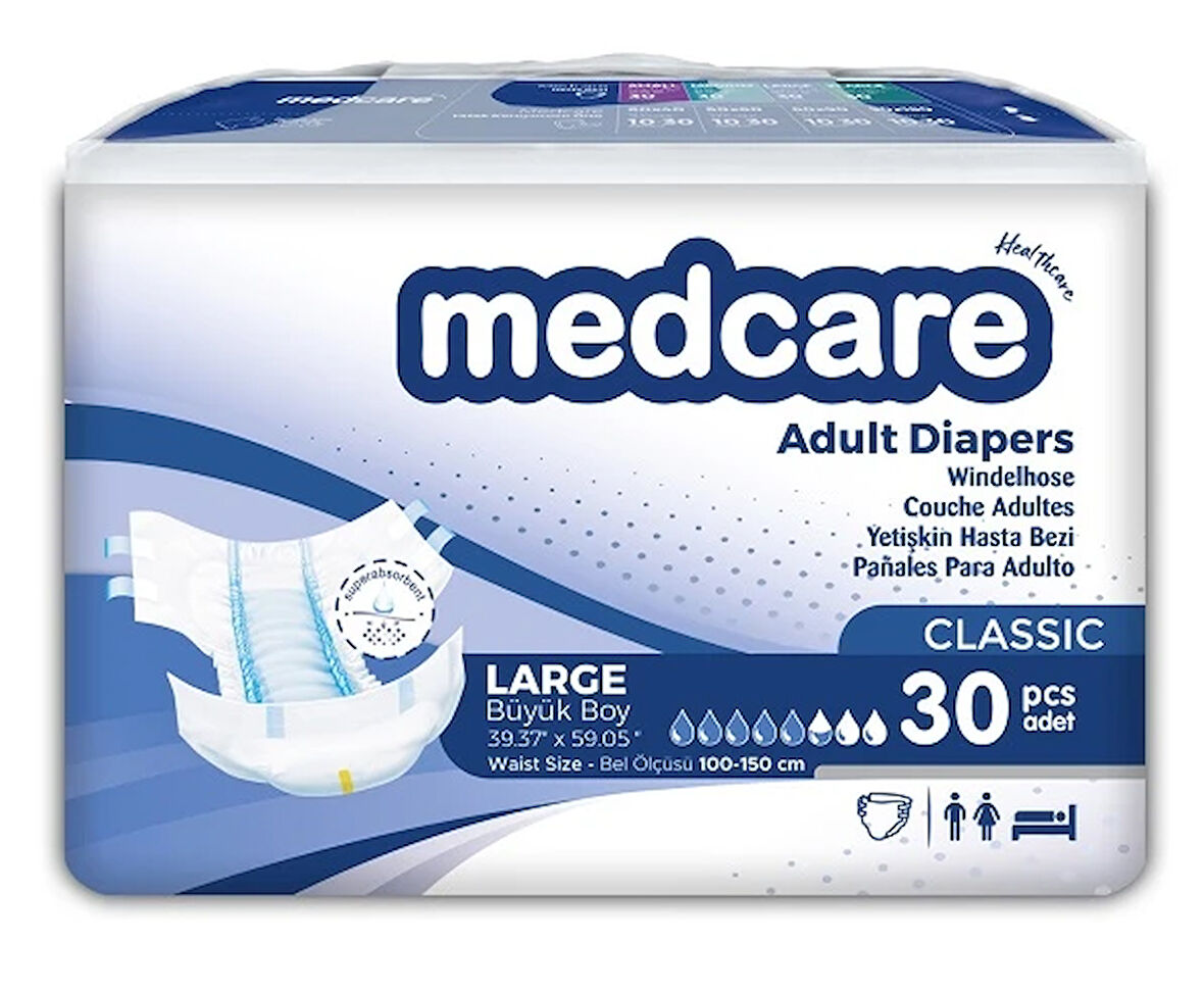 Medcare Belbantlı Classic Hasta Bezi 30 Adet Large