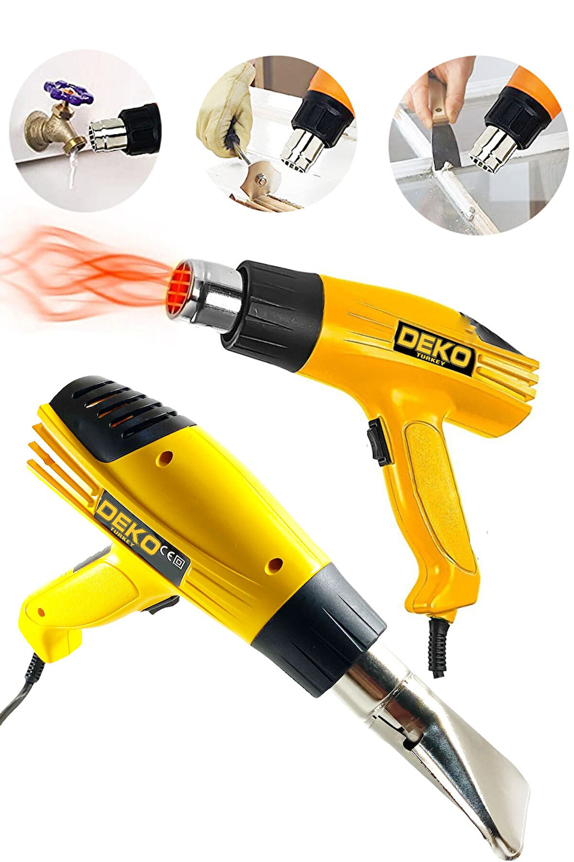 Sıcak Hava Tabancası 3700 Watt Çift Kademeli Termik Korumalı Sıcak Hava Üfleme Makinesi 900 C°