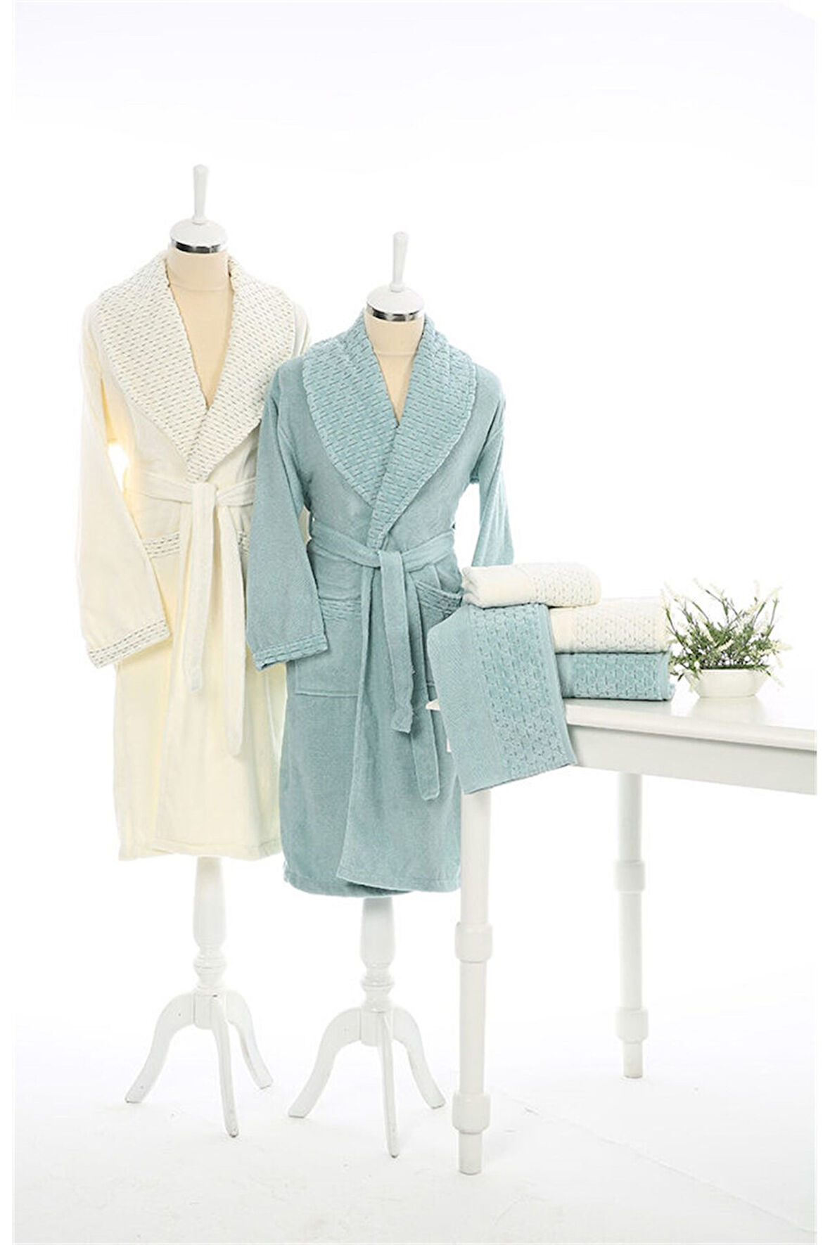 Özdilek Adria Aile Bornoz Seti Krem-k.mint /mint