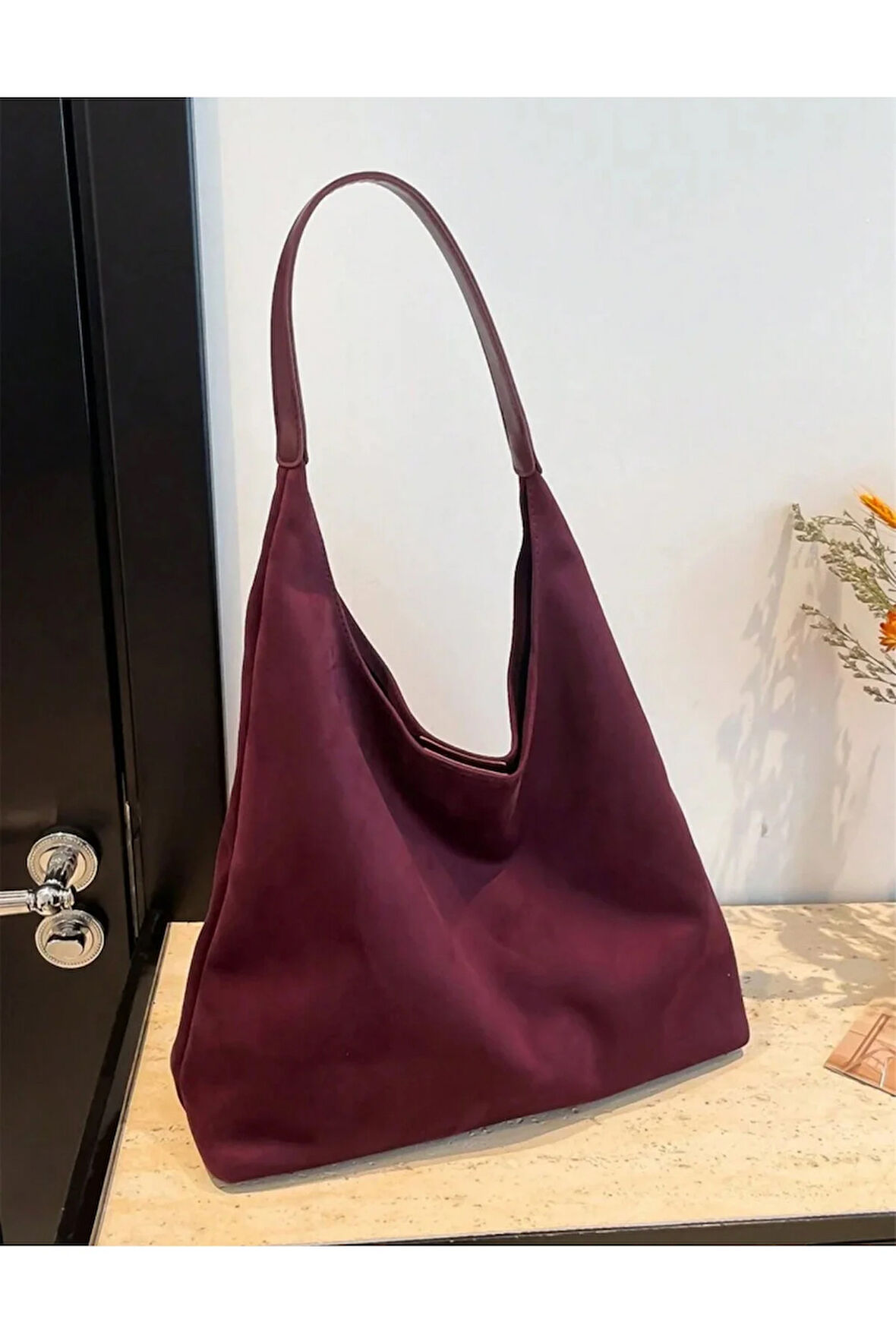 Büyük Kapasiteli Gündelik Tote Çanta Kadınlar Günlük Kullanım Ve İşe Gidiş İçin Trendy Süet Çanta