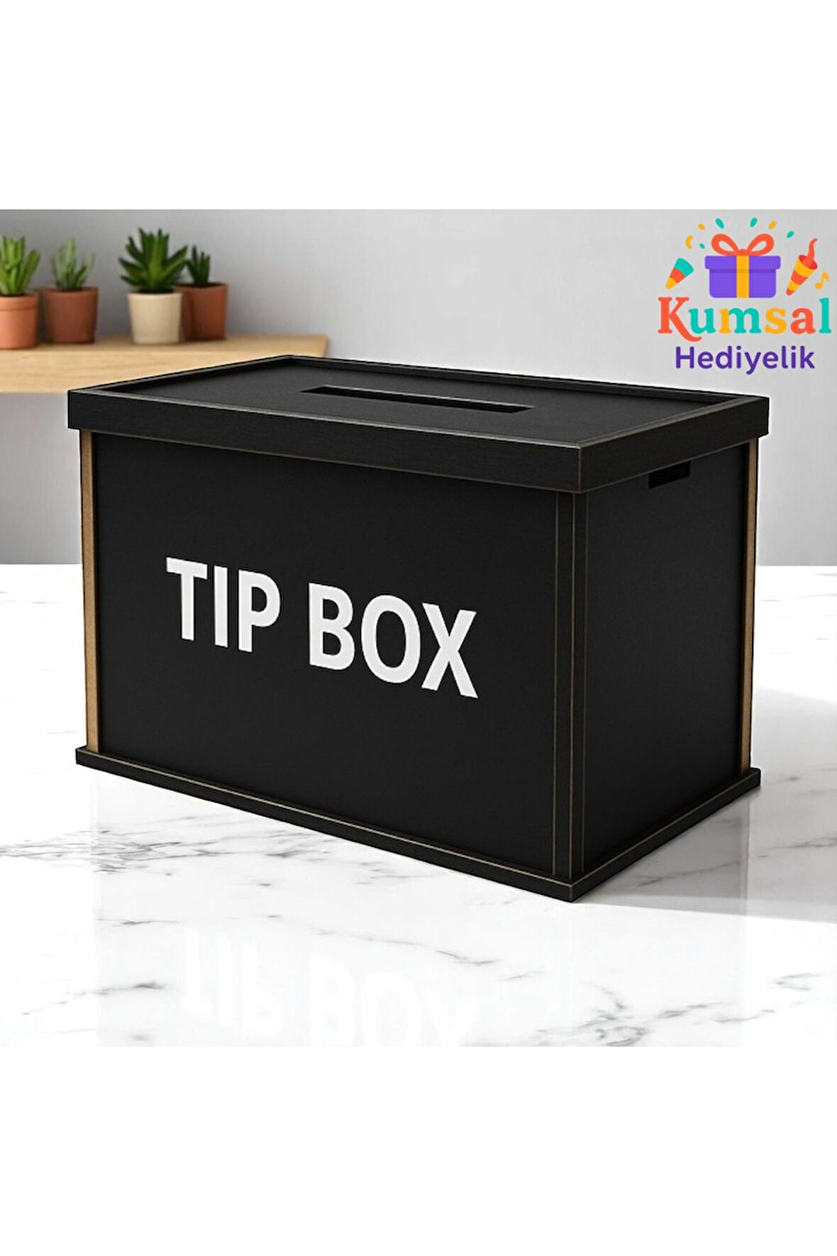 Ahşap Siyah Tip Box Kumbara Ve Bahşiş Kutusu Tipbox