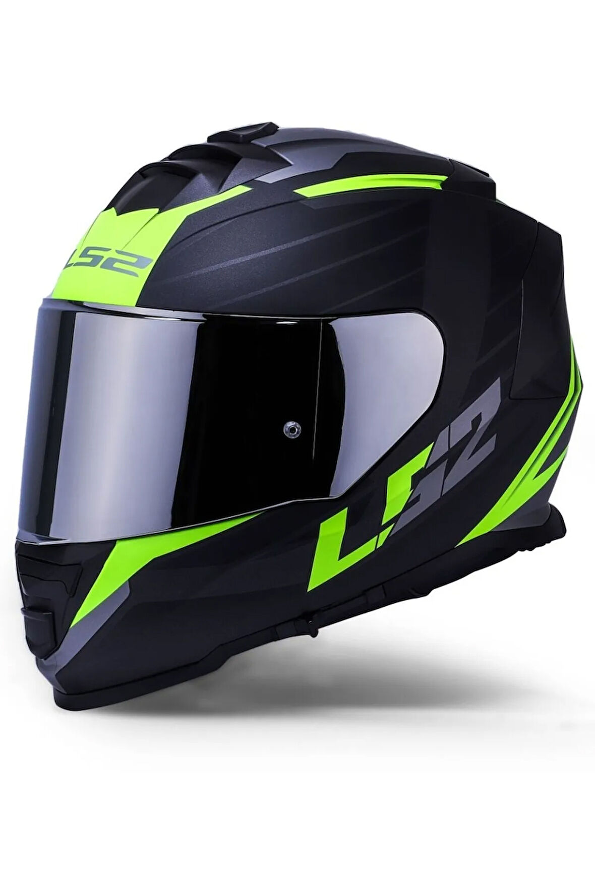 Storm 2 Nerve Neon Sarı Kapalı Motosiklet Kaskı Gri Camlı