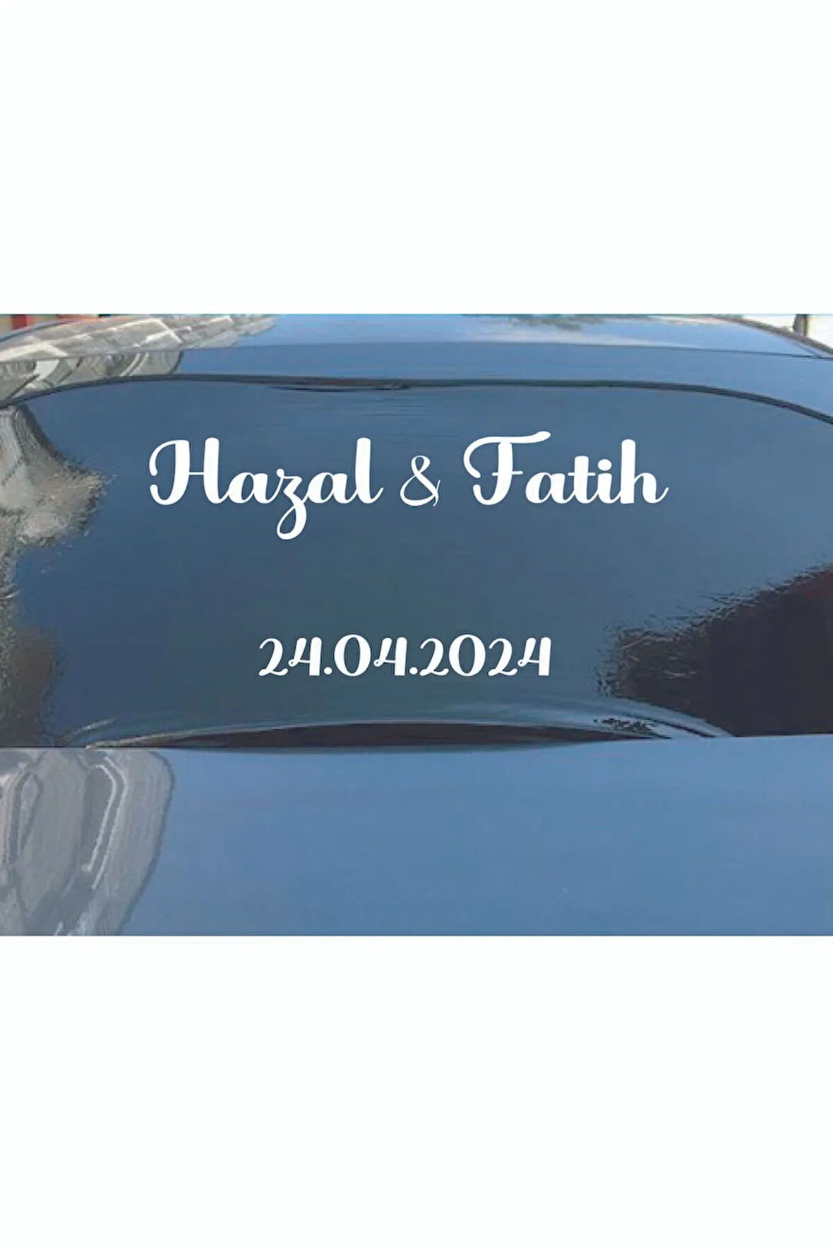 Gelin Arabası Sticker  Dekoratif Isim Ve Tarih Yazılı Özel Etiket