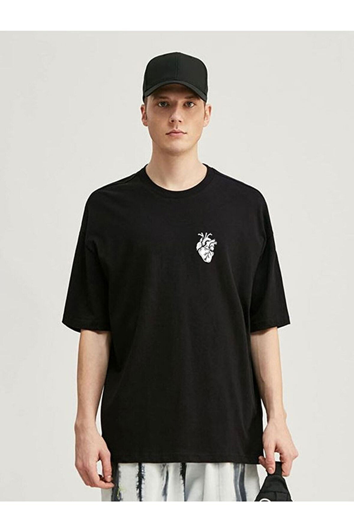 Kalp Minimal Baskılı Oversıze Unısex t-shirt