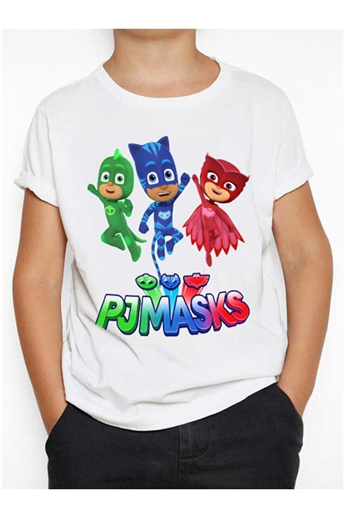 Unisex Beyaz Pijamaskeliler Çocuk Tişört